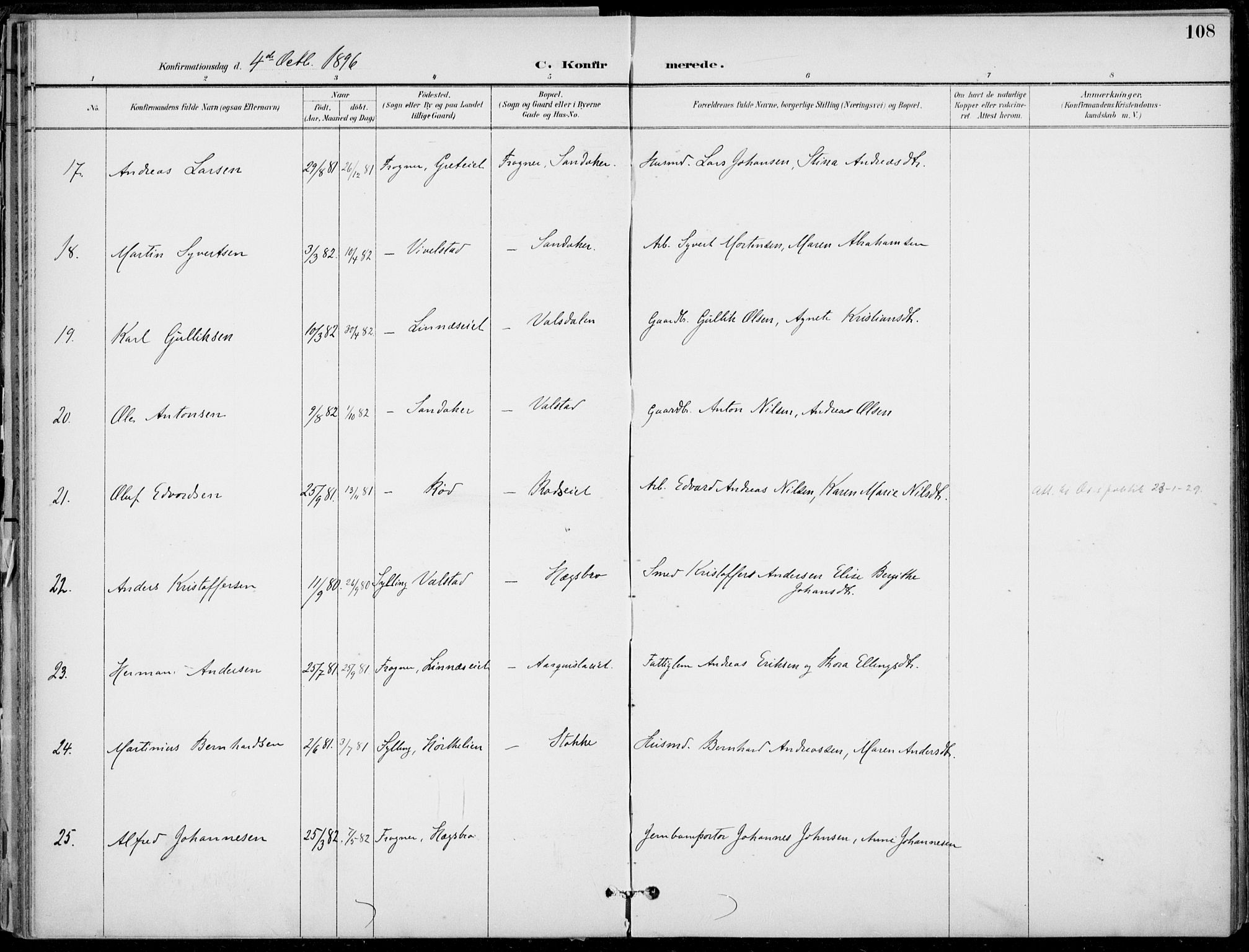 Lier kirkebøker, AV/SAKO-A-230/F/Fa/L0016: Parish register (official) no. I 16, 1895-1900, p. 108