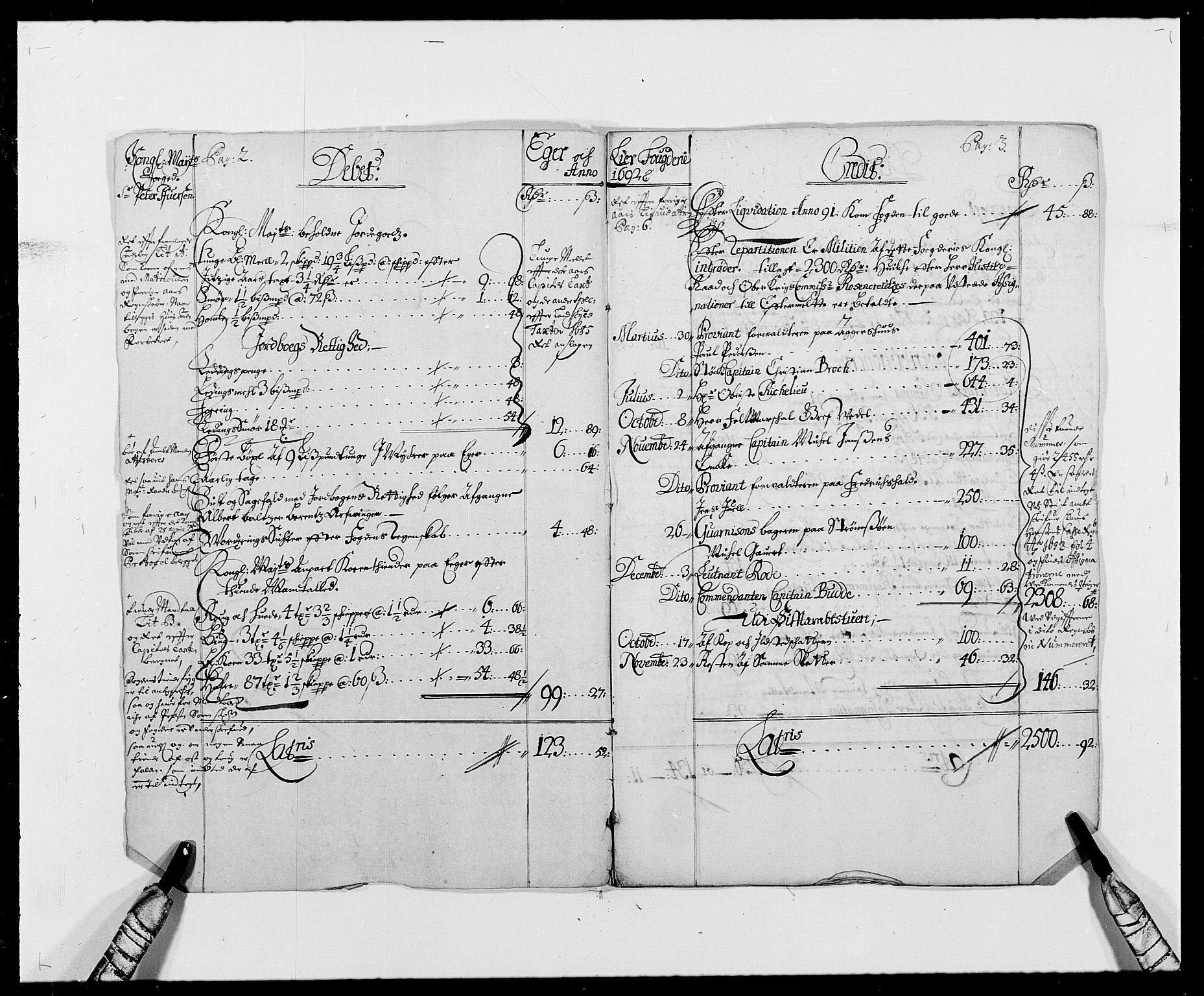 Rentekammeret inntil 1814, Reviderte regnskaper, Fogderegnskap, AV/RA-EA-4092/R28/L1690: Fogderegnskap Eiker og Lier, 1692-1693, p. 2