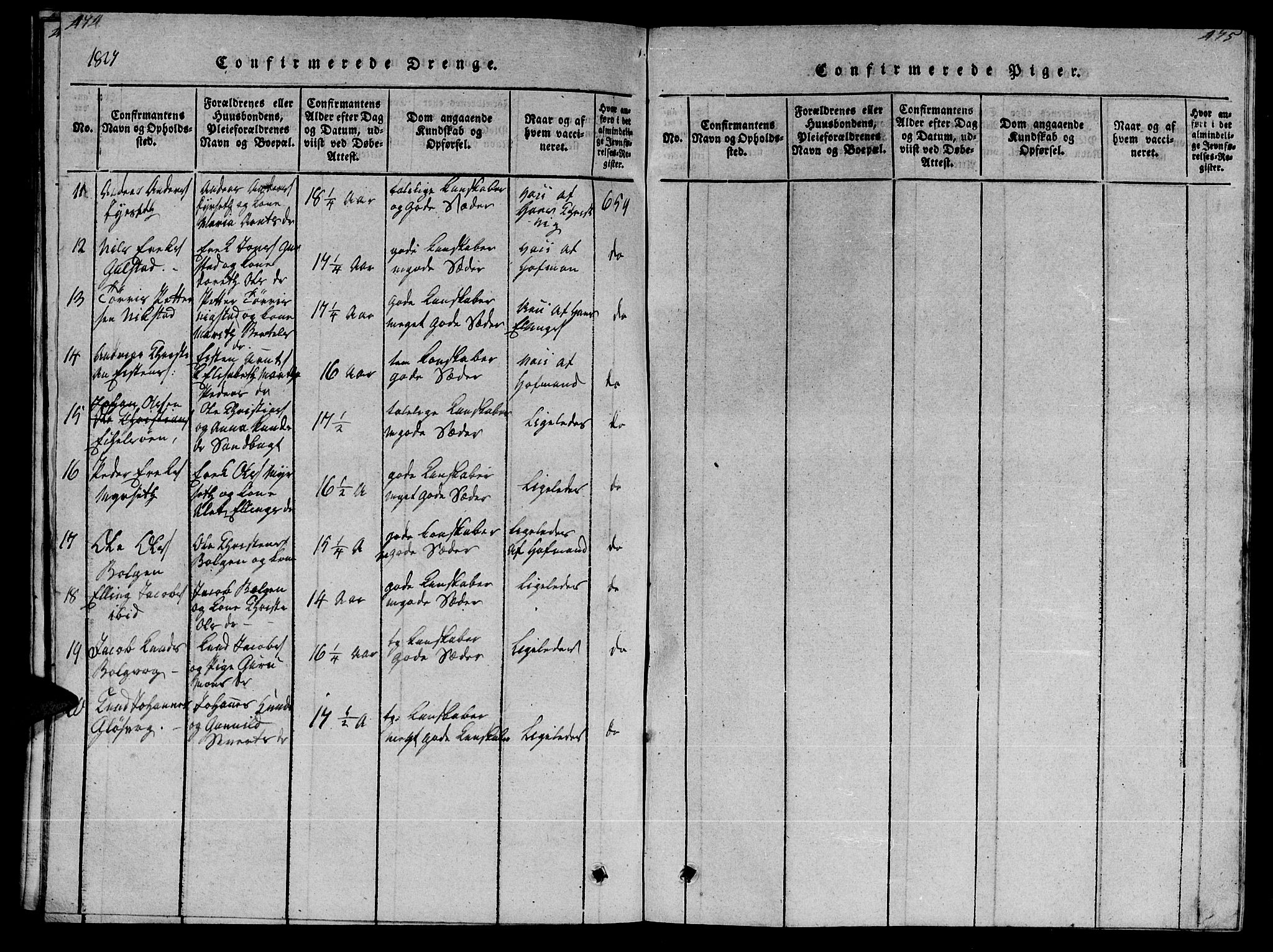 Ministerialprotokoller, klokkerbøker og fødselsregistre - Møre og Romsdal, SAT/A-1454/569/L0818: Parish register (official) no. 569A04, 1820-1828, p. 474-475