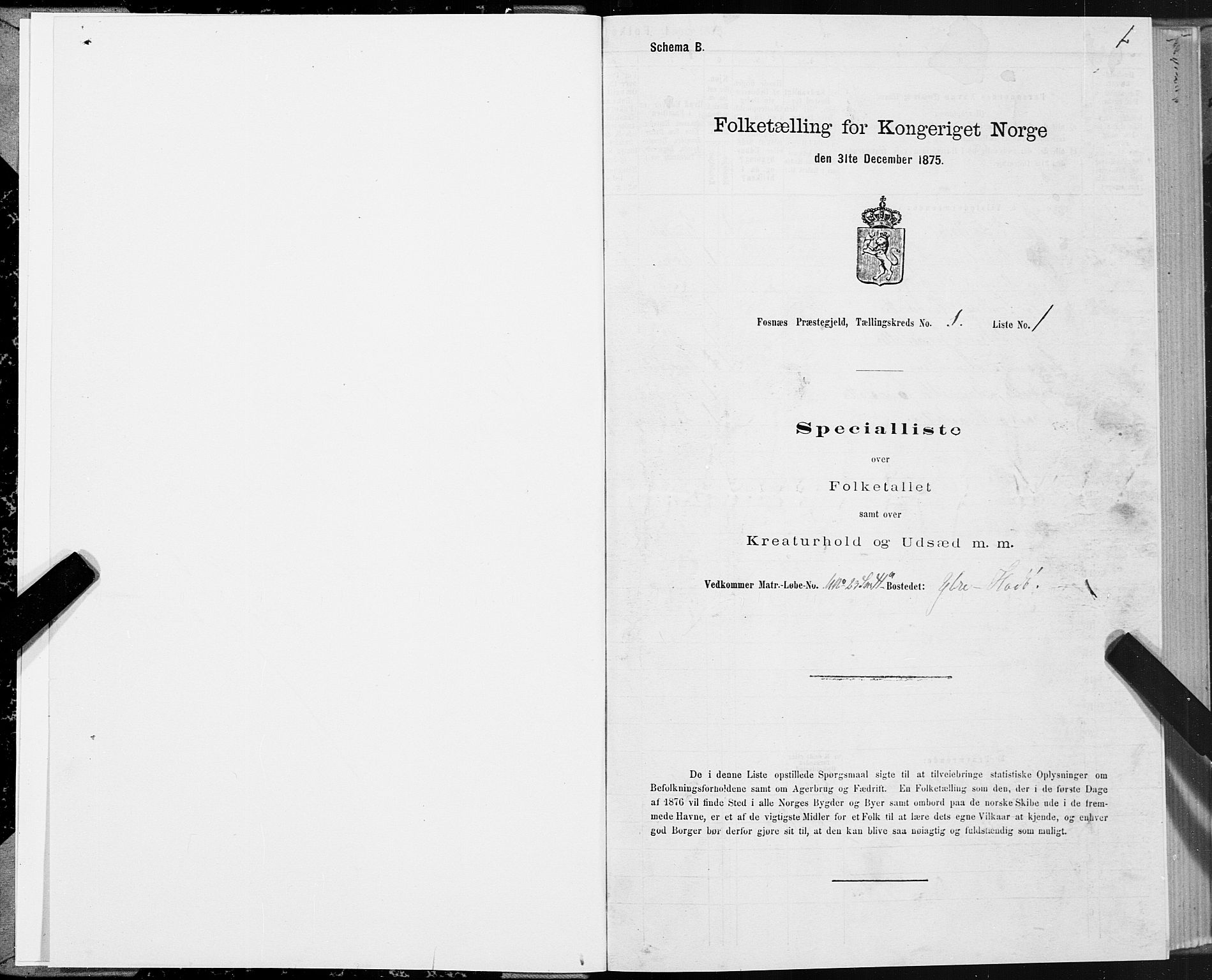 SAT, 1875 census for 1748P Fosnes, 1875, p. 3001