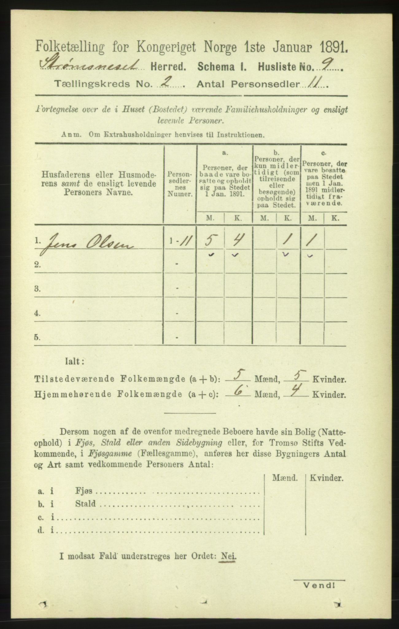 RA, 1891 census for 1559 Straumsnes, 1891, p. 191