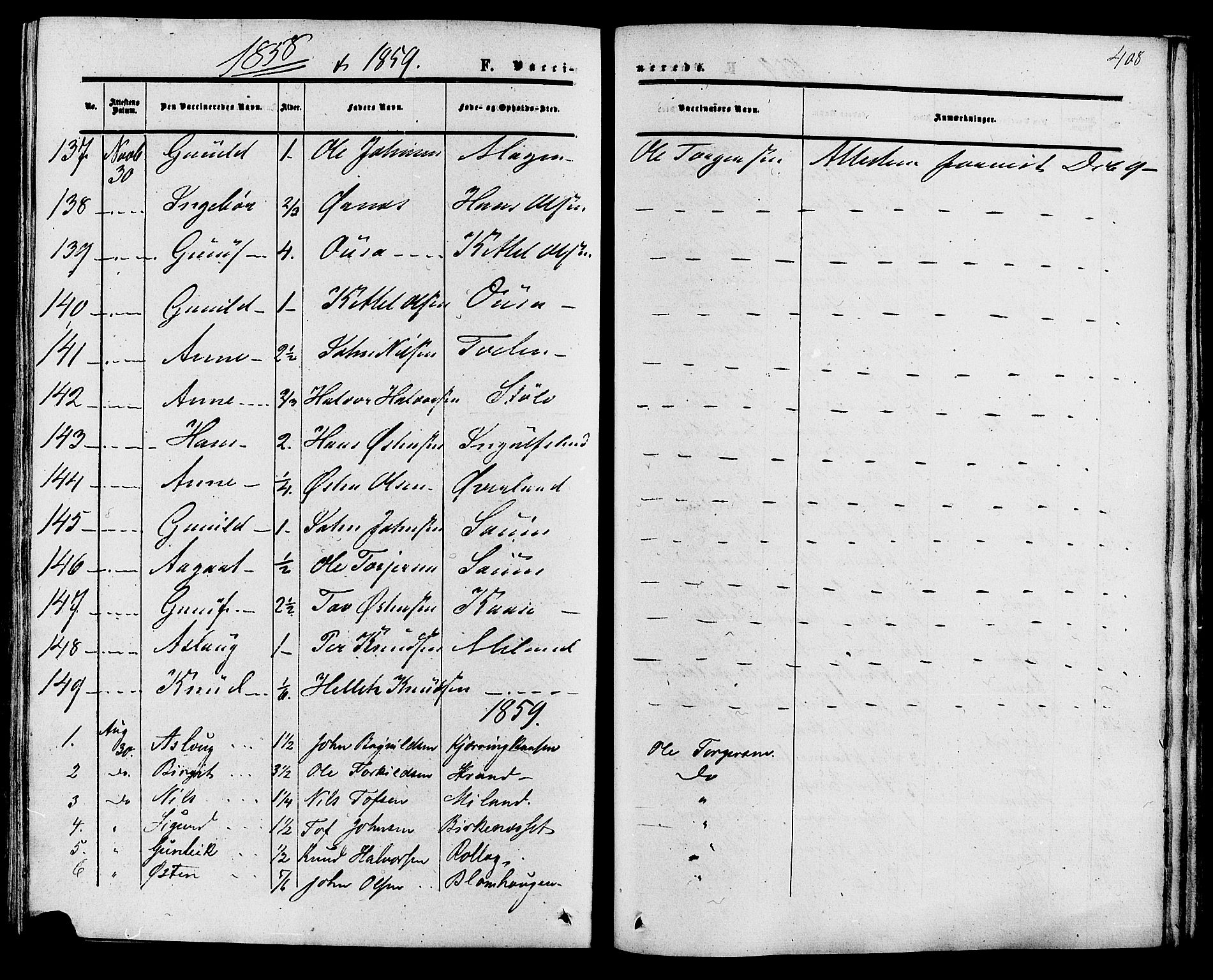 Tinn kirkebøker, SAKO/A-308/F/Fa/L0006: Parish register (official) no. I 6, 1857-1878, p. 408