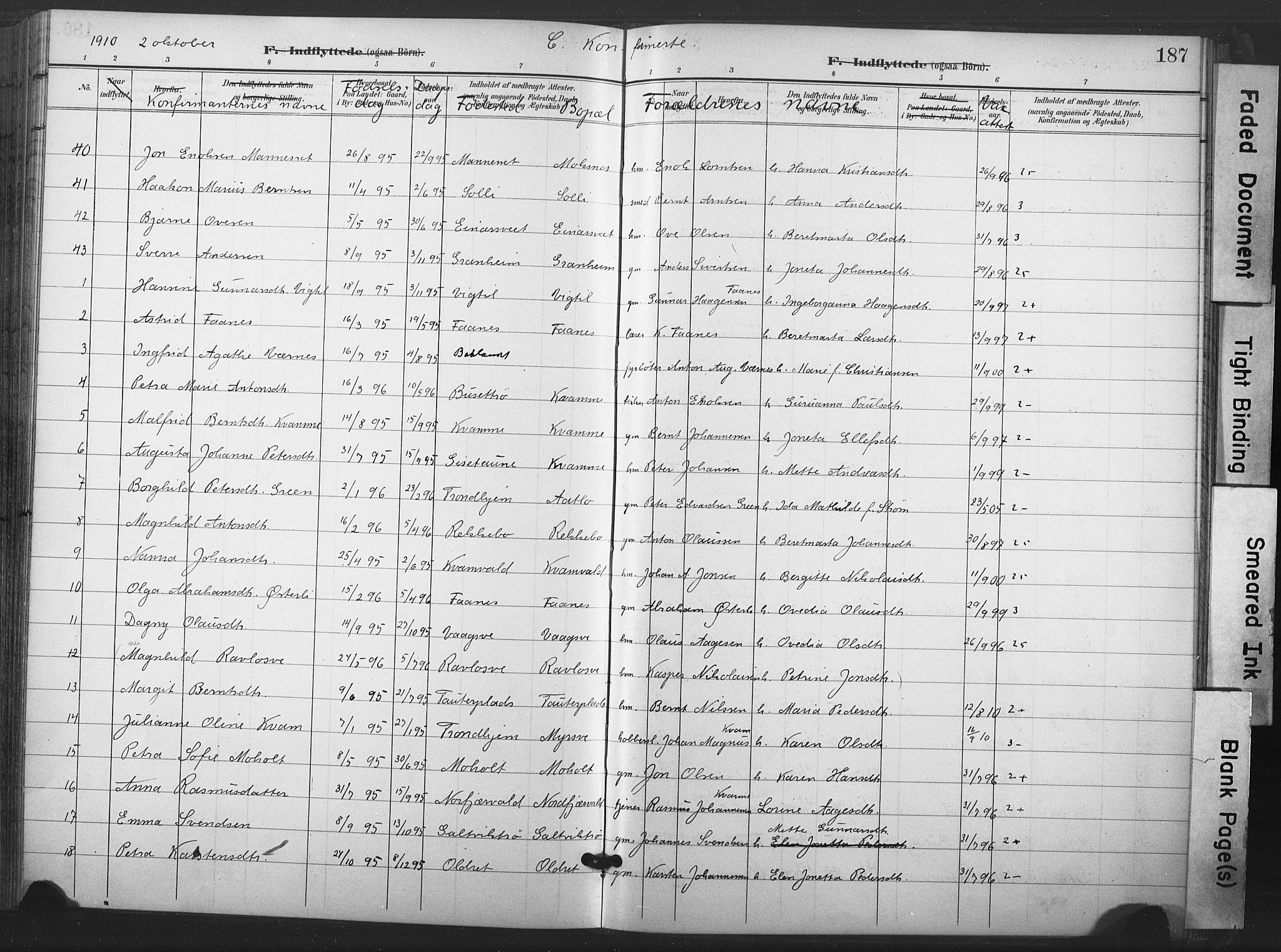 Ministerialprotokoller, klokkerbøker og fødselsregistre - Nord-Trøndelag, SAT/A-1458/713/L0122: Parish register (official) no. 713A11, 1899-1910, p. 187