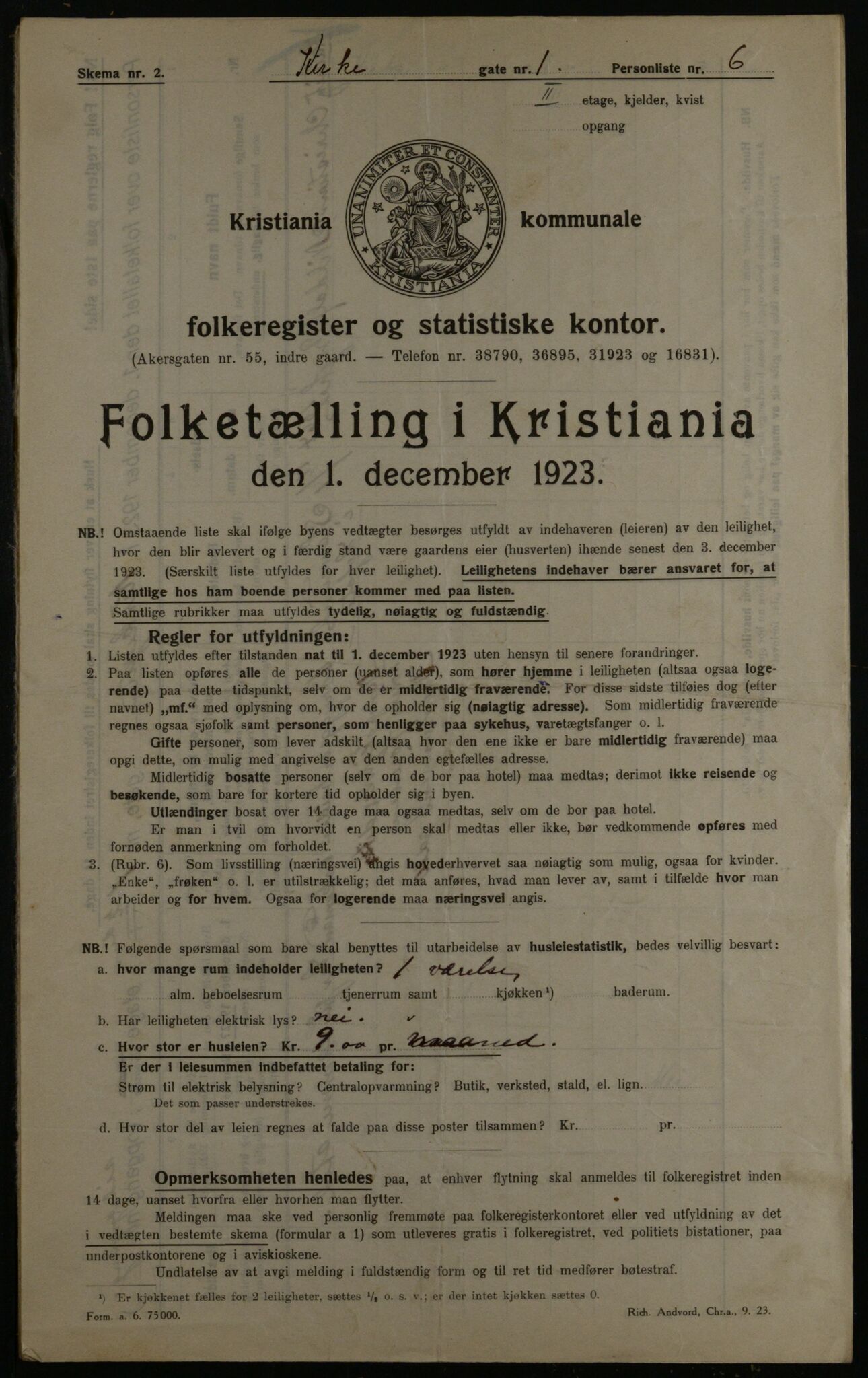 OBA, Municipal Census 1923 for Kristiania, 1923, p. 55517