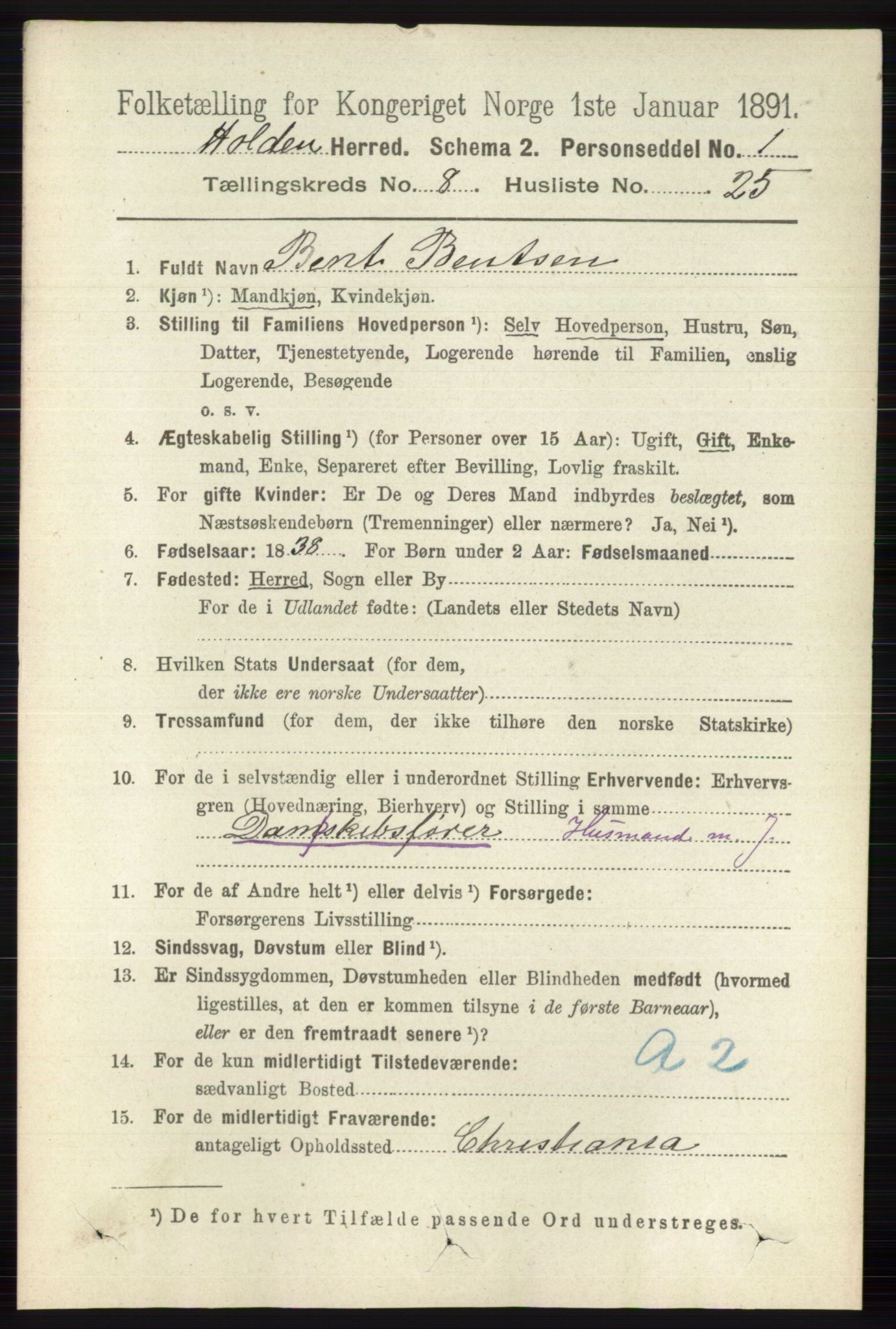 RA, 1891 census for 0819 Holla, 1891, p. 3822