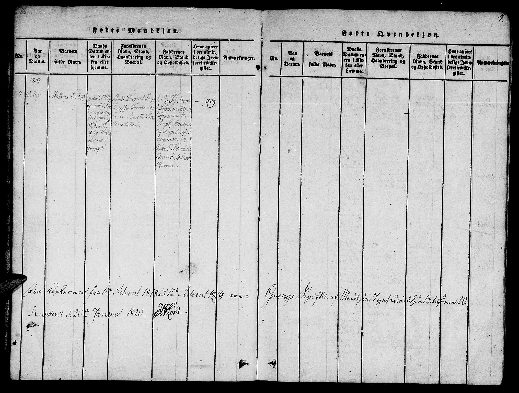 Ministerialprotokoller, klokkerbøker og fødselsregistre - Nord-Trøndelag, SAT/A-1458/758/L0521: Parish register (copy) no. 758C01, 1816-1825, p. 7
