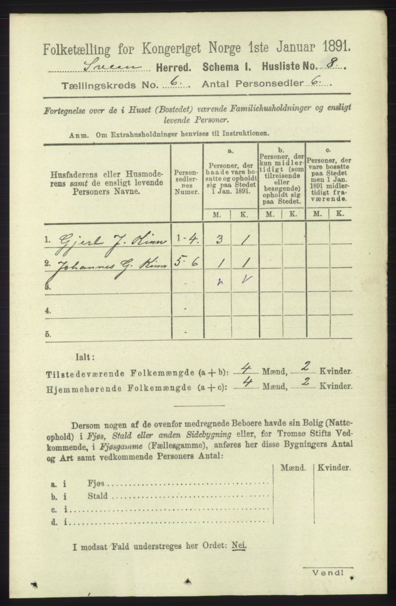 RA, 1891 census for 1216 Sveio, 1891, p. 1682