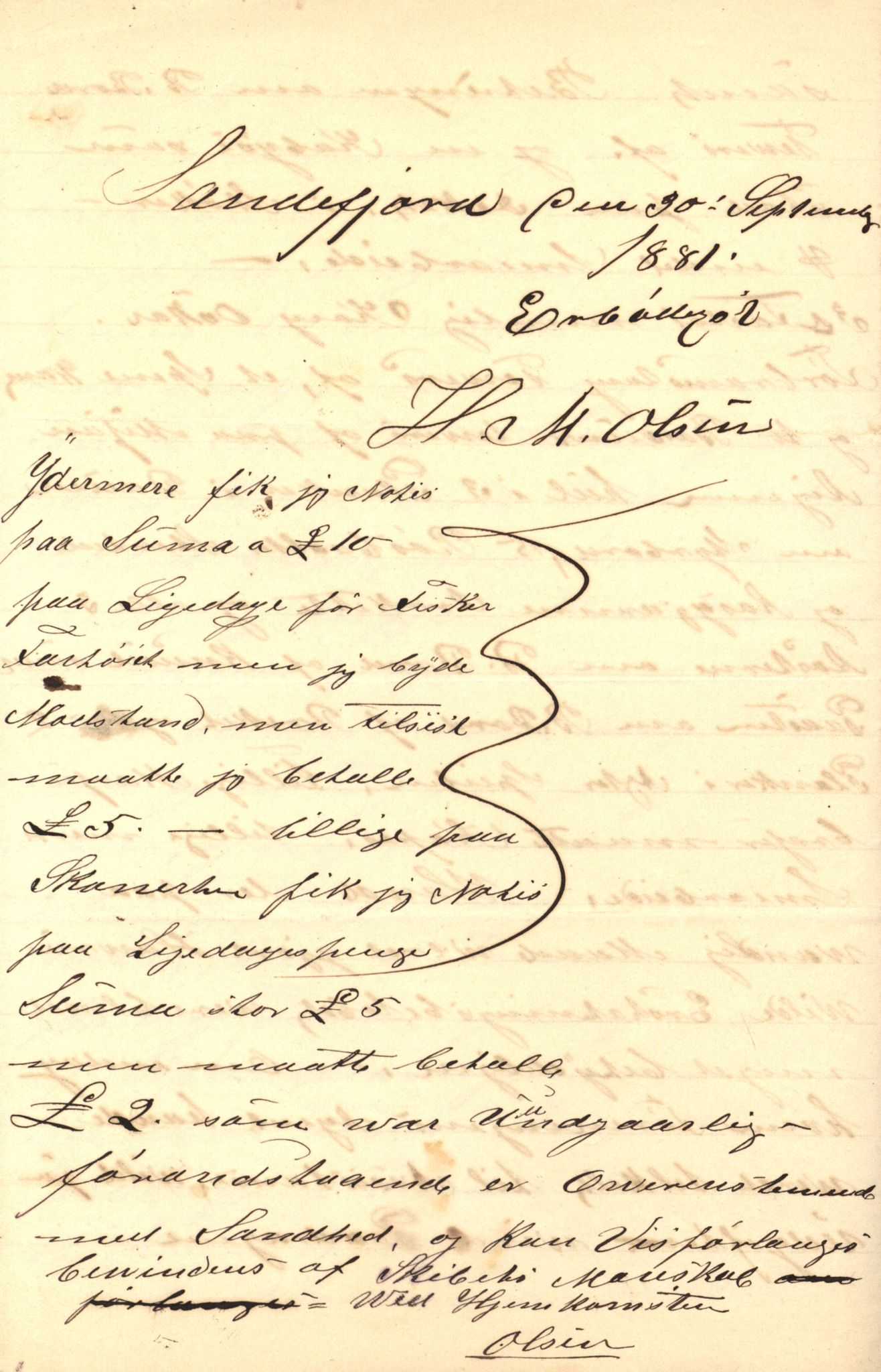 Pa 63 - Østlandske skibsassuranceforening, VEMU/A-1079/G/Ga/L0014/0003: Havaridokumenter / Helene, Joanchas, Kong Oskar af Sandefjord, Kong Oscar af Haugesund, 1881, p. 20