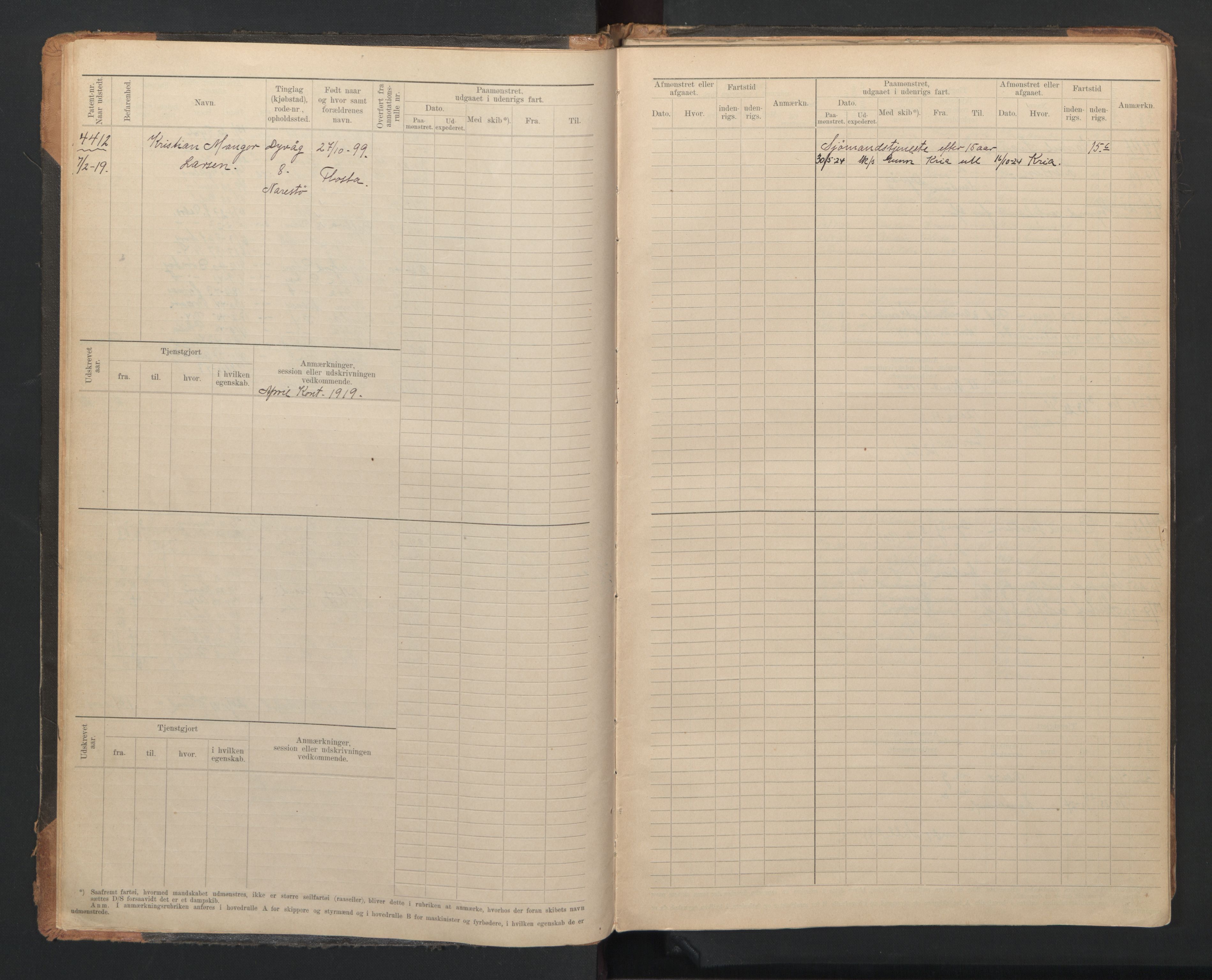 Tvedestrand mønstringskrets, SAK/2031-0011/F/Fb/L0021: Hovedrulle A nr 4410-4797, U-37, 1918-1930, p. 8