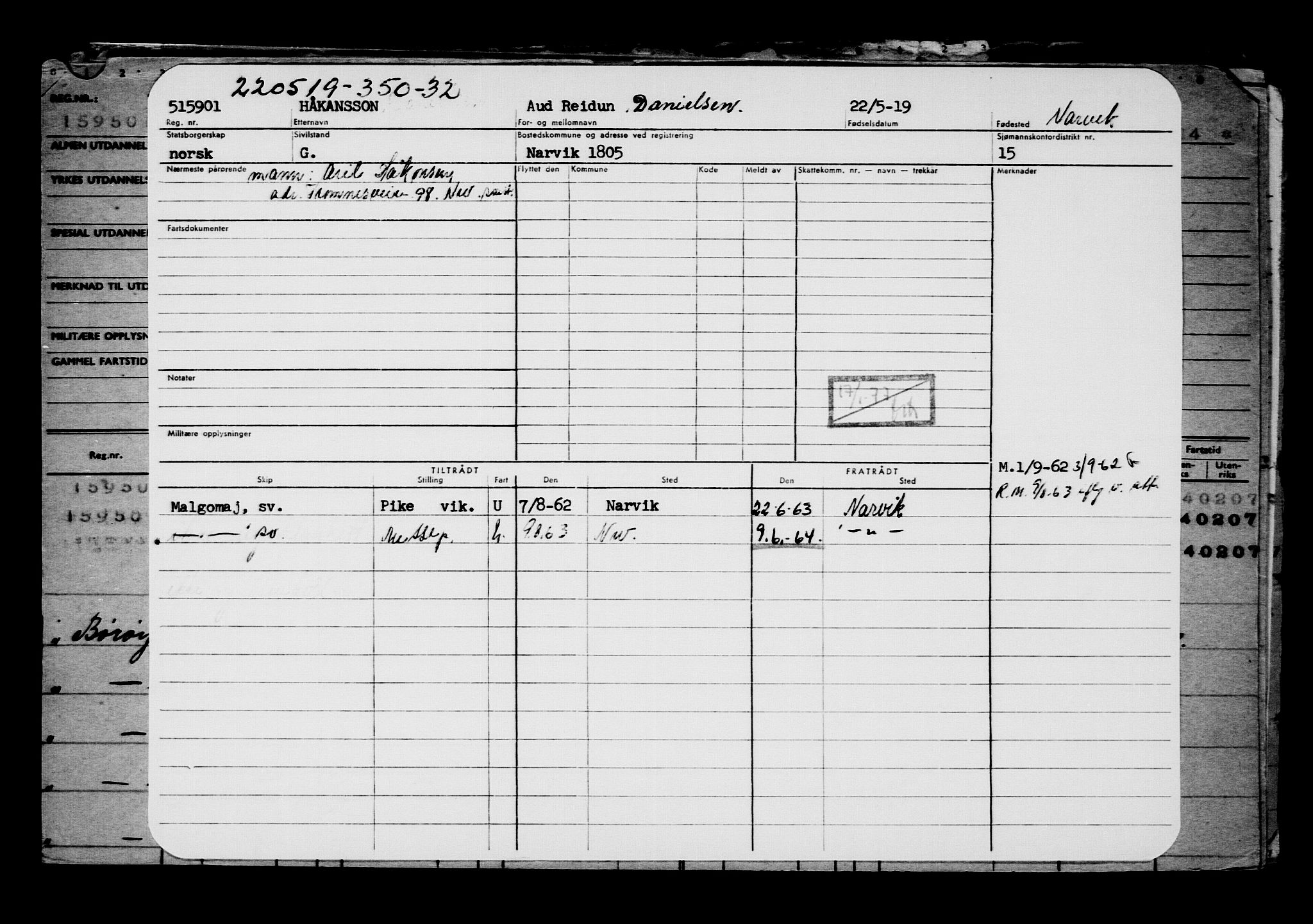 Direktoratet for sjømenn, AV/RA-S-3545/G/Gb/L0169: Hovedkort, 1919, p. 70