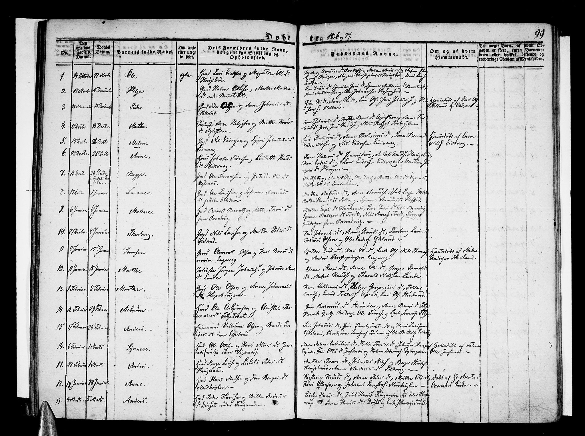 Stord sokneprestembete, AV/SAB-A-78201/H/Haa: Parish register (official) no. A 6, 1826-1840, p. 99