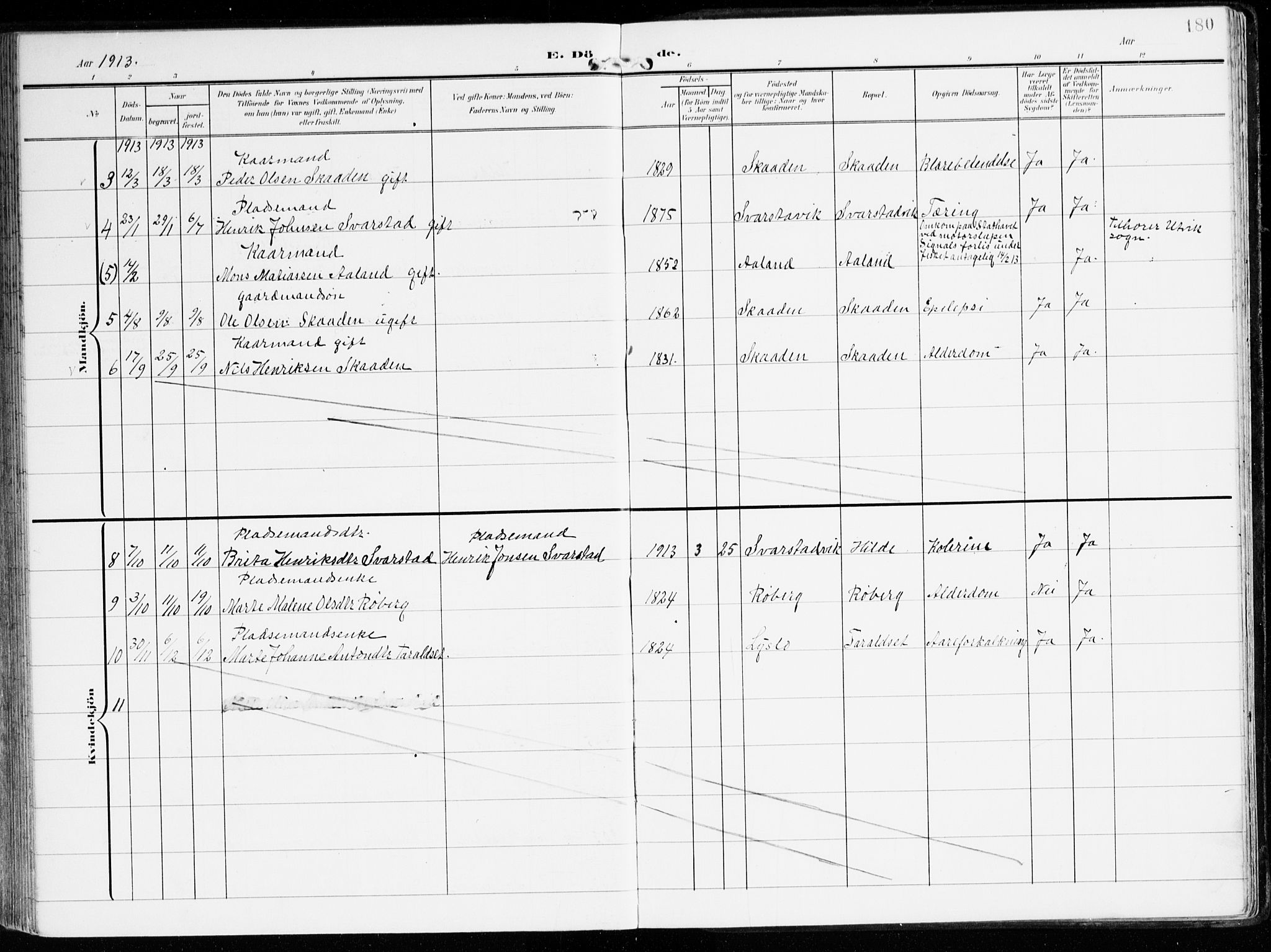 Innvik sokneprestembete, AV/SAB-A-80501: Parish register (official) no. B 2, 1903-1929, p. 180