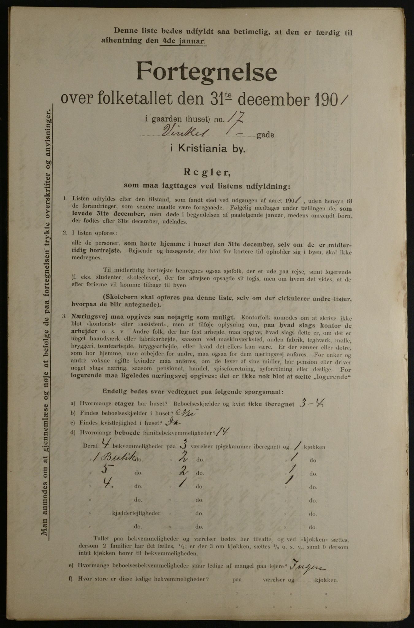 OBA, Municipal Census 1901 for Kristiania, 1901, p. 18991