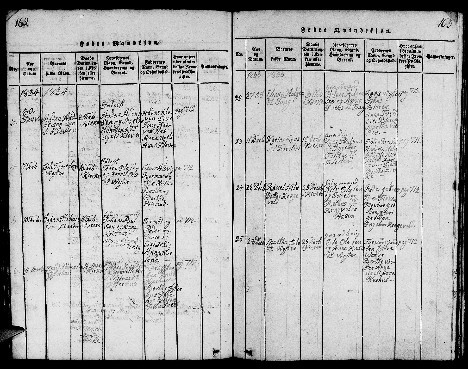 Strand sokneprestkontor, AV/SAST-A-101828/H/Ha/Hab/L0001: Parish register (copy) no. B 1, 1816-1854, p. 162-163