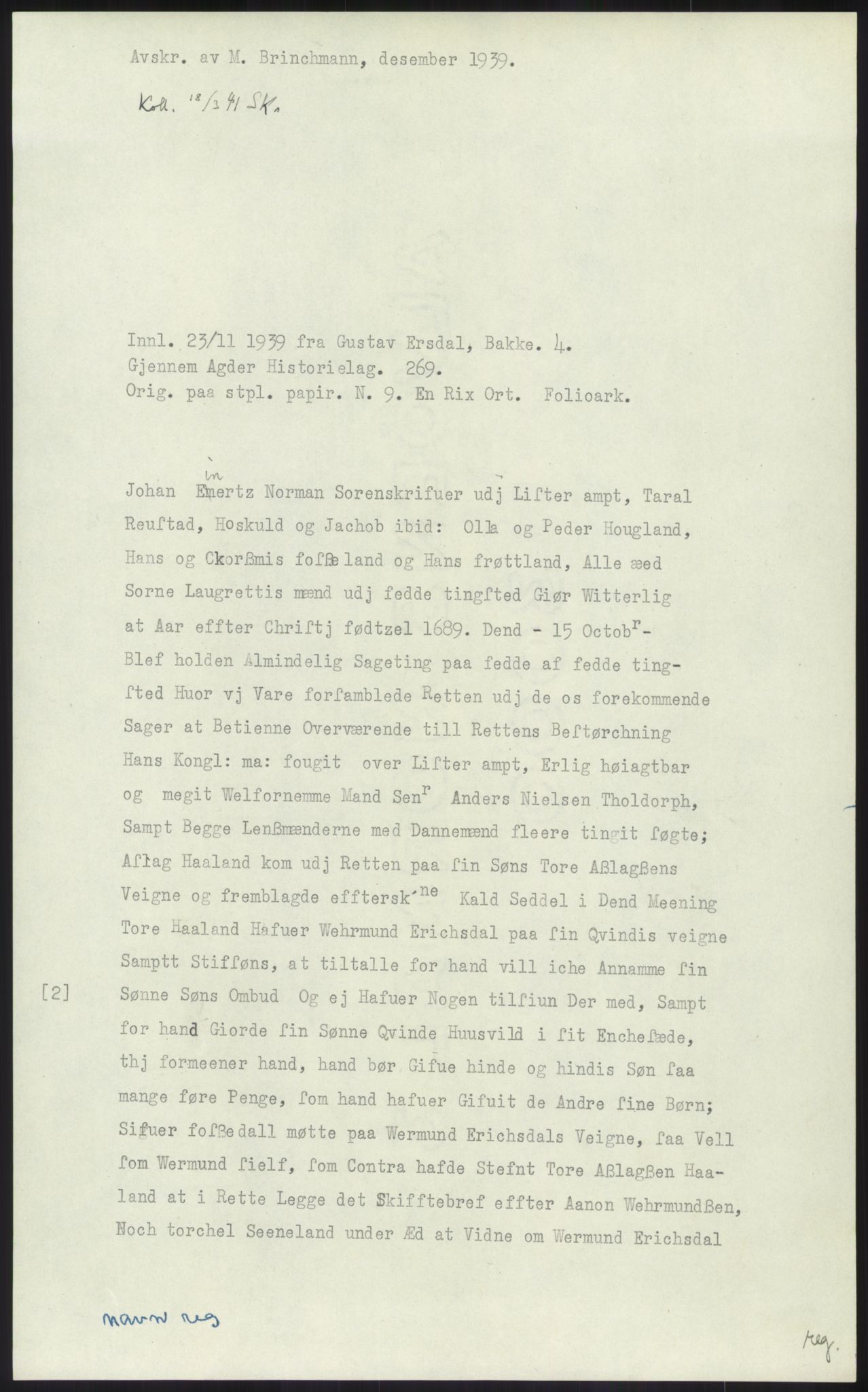 Samlinger til kildeutgivelse, Diplomavskriftsamlingen, RA/EA-4053/H/Ha, p. 1042