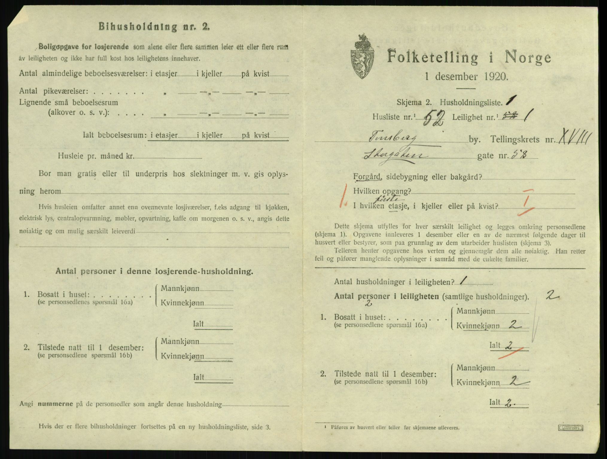 SAKO, 1920 census for Tønsberg, 1920, p. 7141