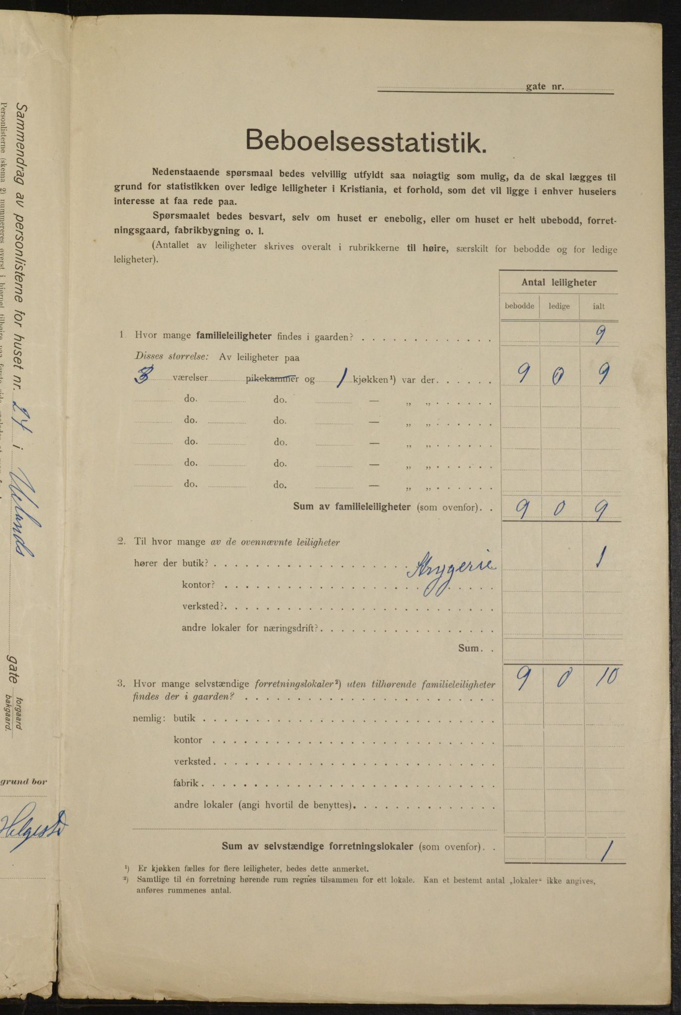 OBA, Municipal Census 1915 for Kristiania, 1915, p. 119126