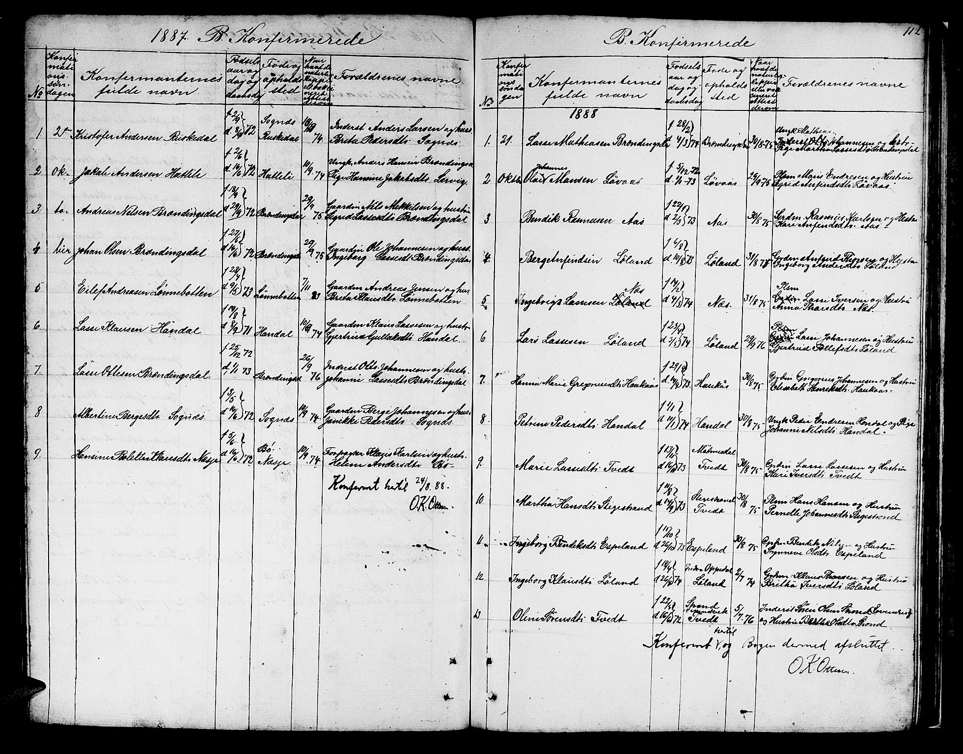 Hyllestad sokneprestembete, SAB/A-80401: Parish register (copy) no. B 1, 1854-1889, p. 112