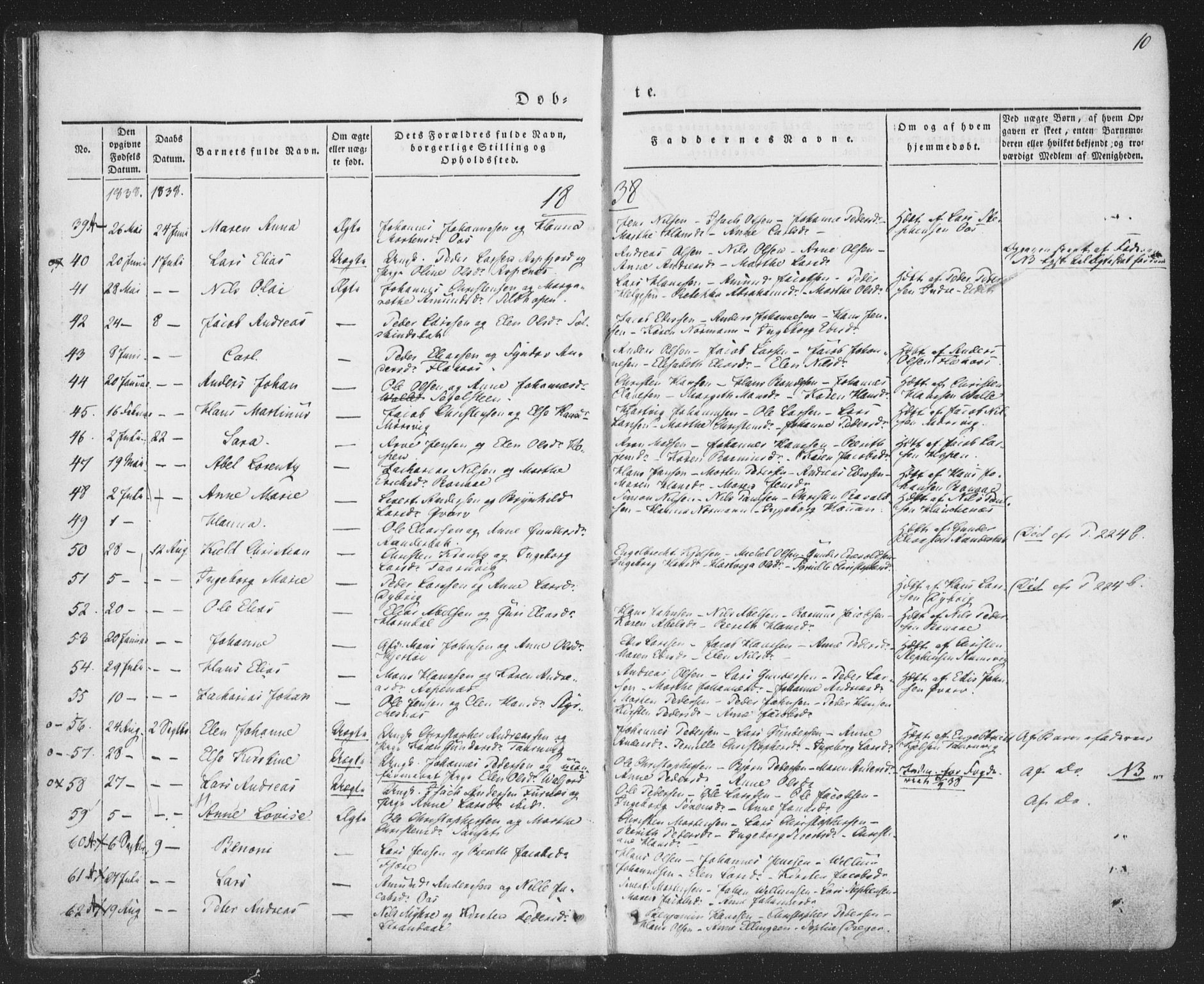 Ministerialprotokoller, klokkerbøker og fødselsregistre - Nordland, SAT/A-1459/853/L0769: Parish register (official) no. 853A08, 1836-1856, p. 10