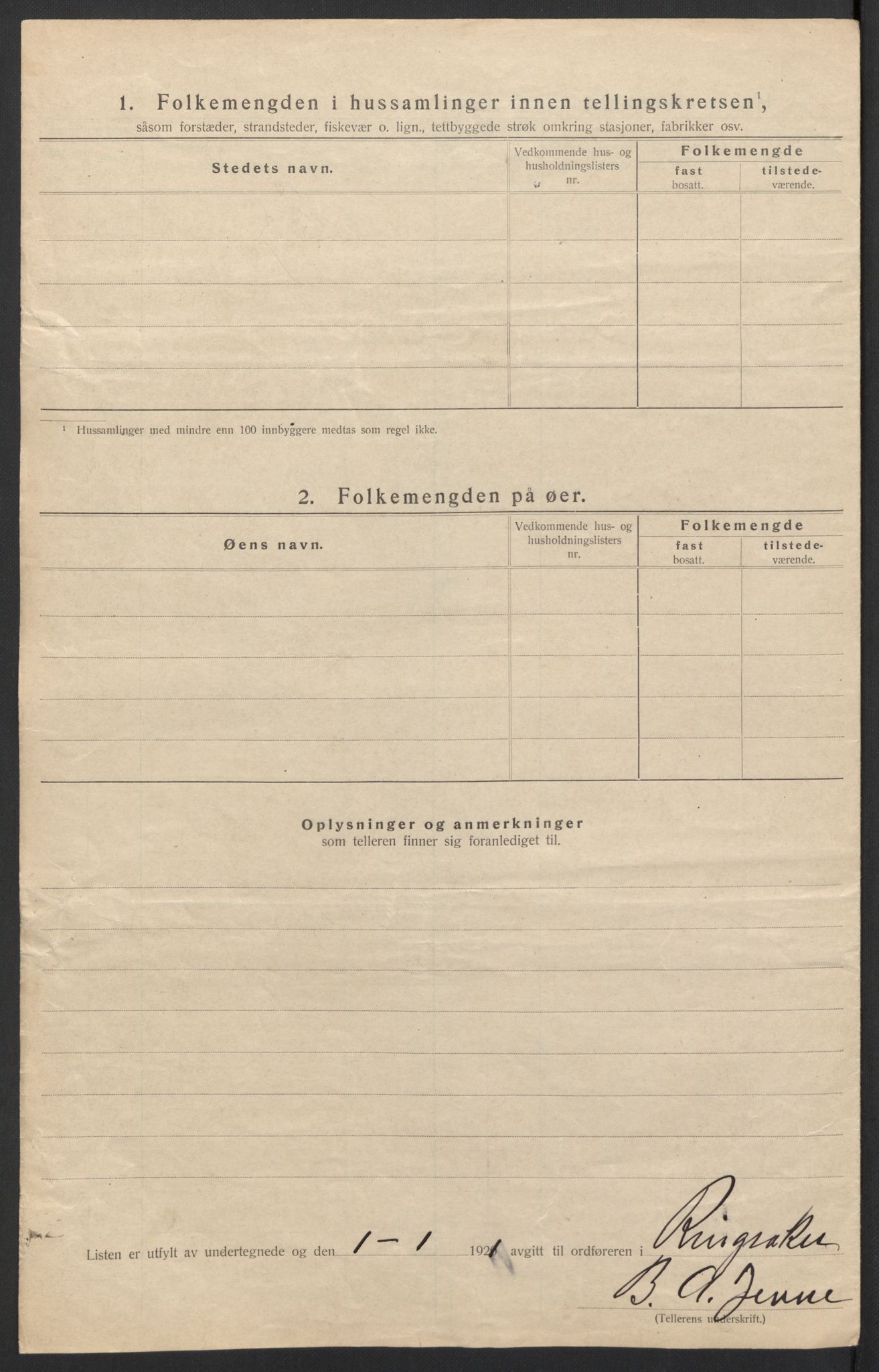 SAH, 1920 census for Ringsaker, 1920, p. 62