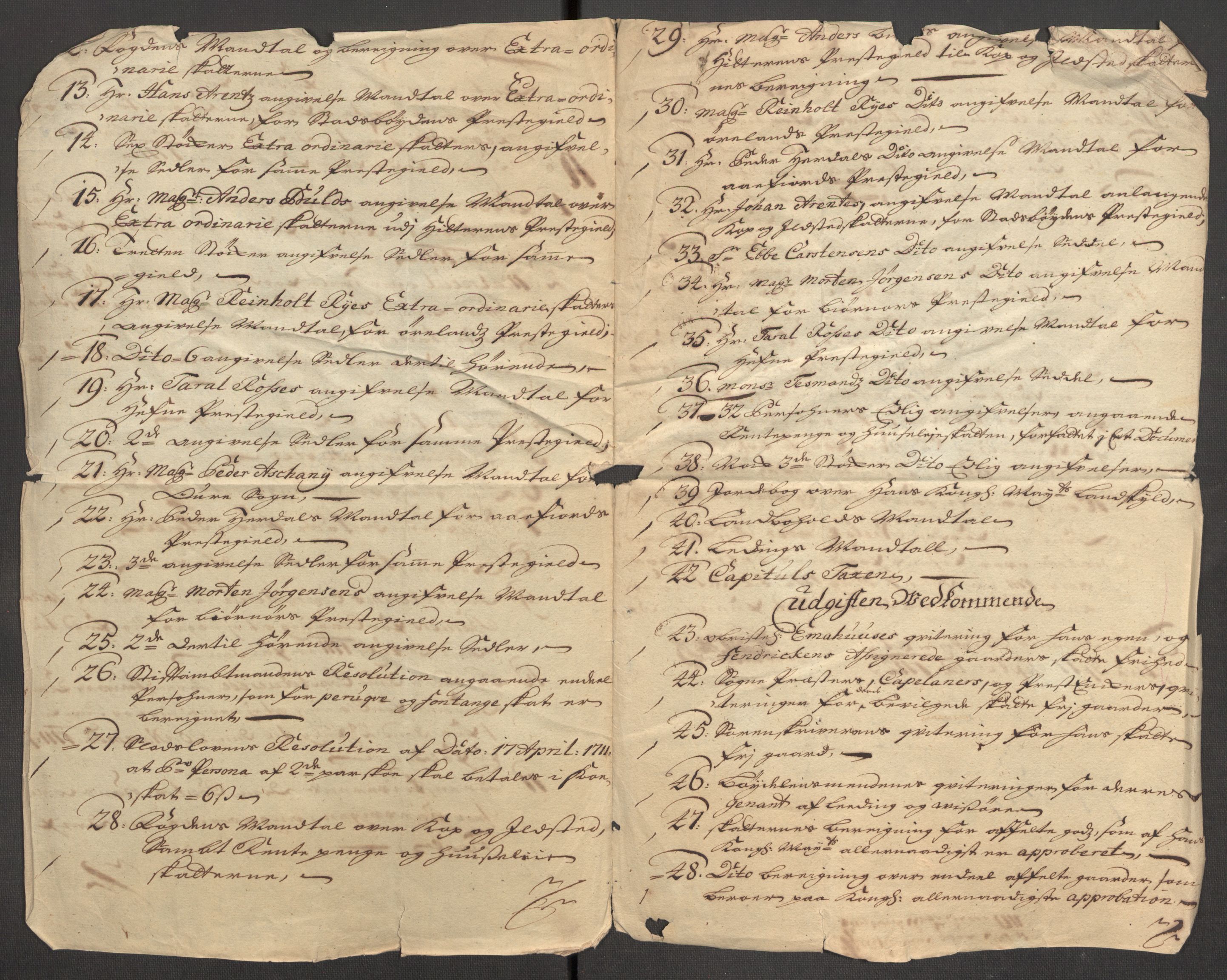 Rentekammeret inntil 1814, Reviderte regnskaper, Fogderegnskap, AV/RA-EA-4092/R57/L3860: Fogderegnskap Fosen, 1711, p. 21