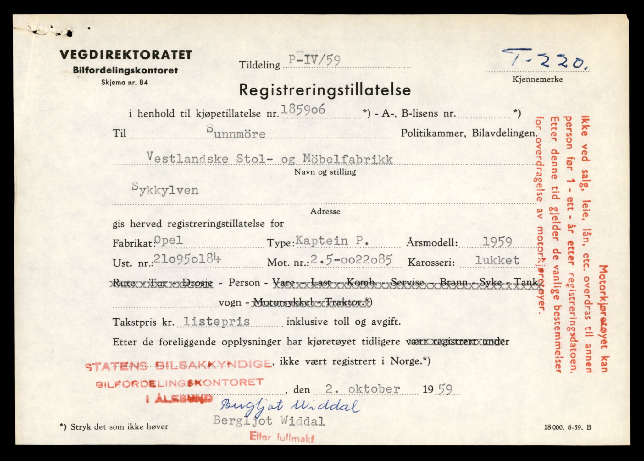 Møre og Romsdal vegkontor - Ålesund trafikkstasjon, AV/SAT-A-4099/F/Fe/L0002: Registreringskort for kjøretøy T 128 - T 231, 1927-1998, p. 2716