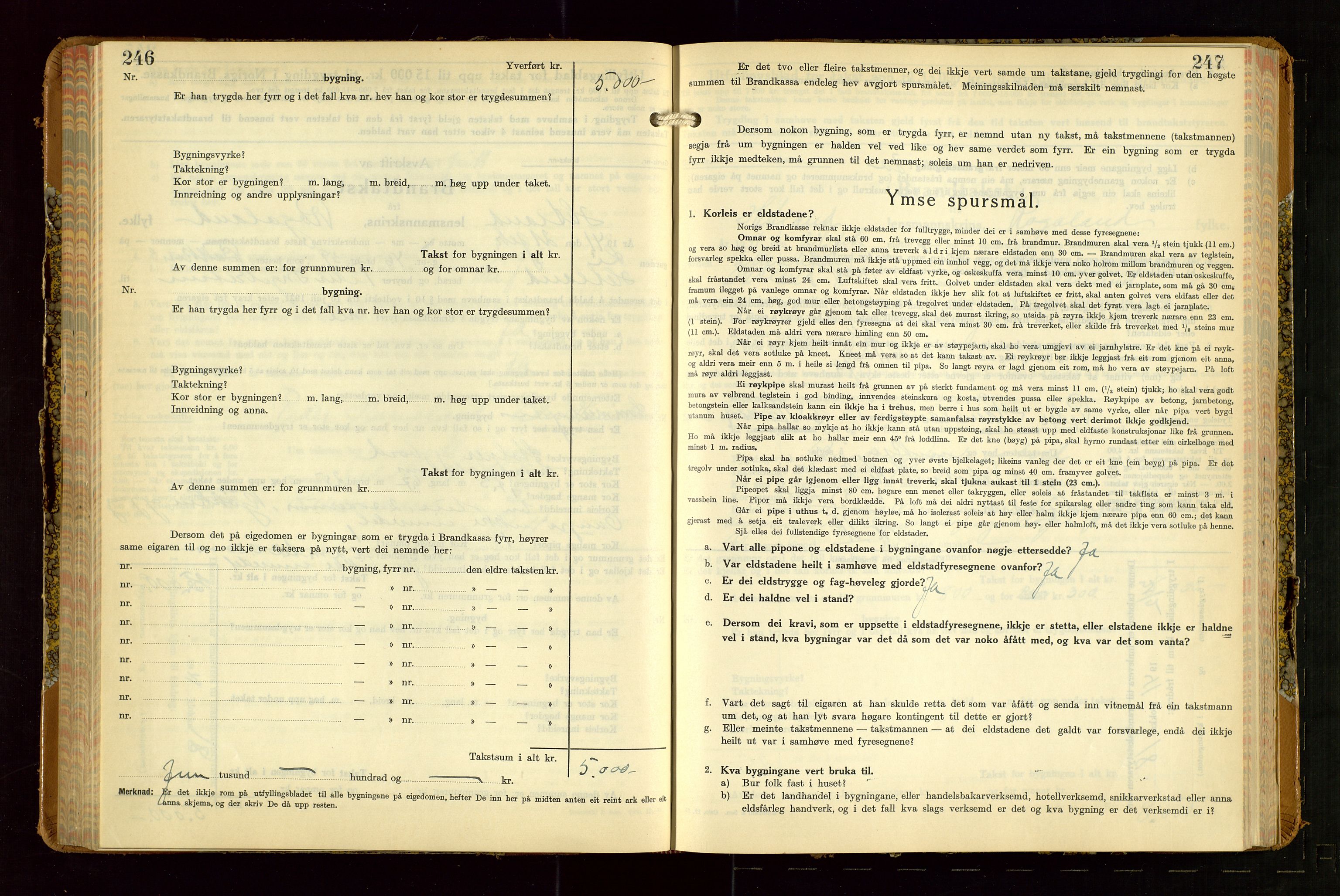 Hetland lensmannskontor, AV/SAST-A-100101/Gob/L0007: "Brandtakstbok", 1939-1949, p. 246-247