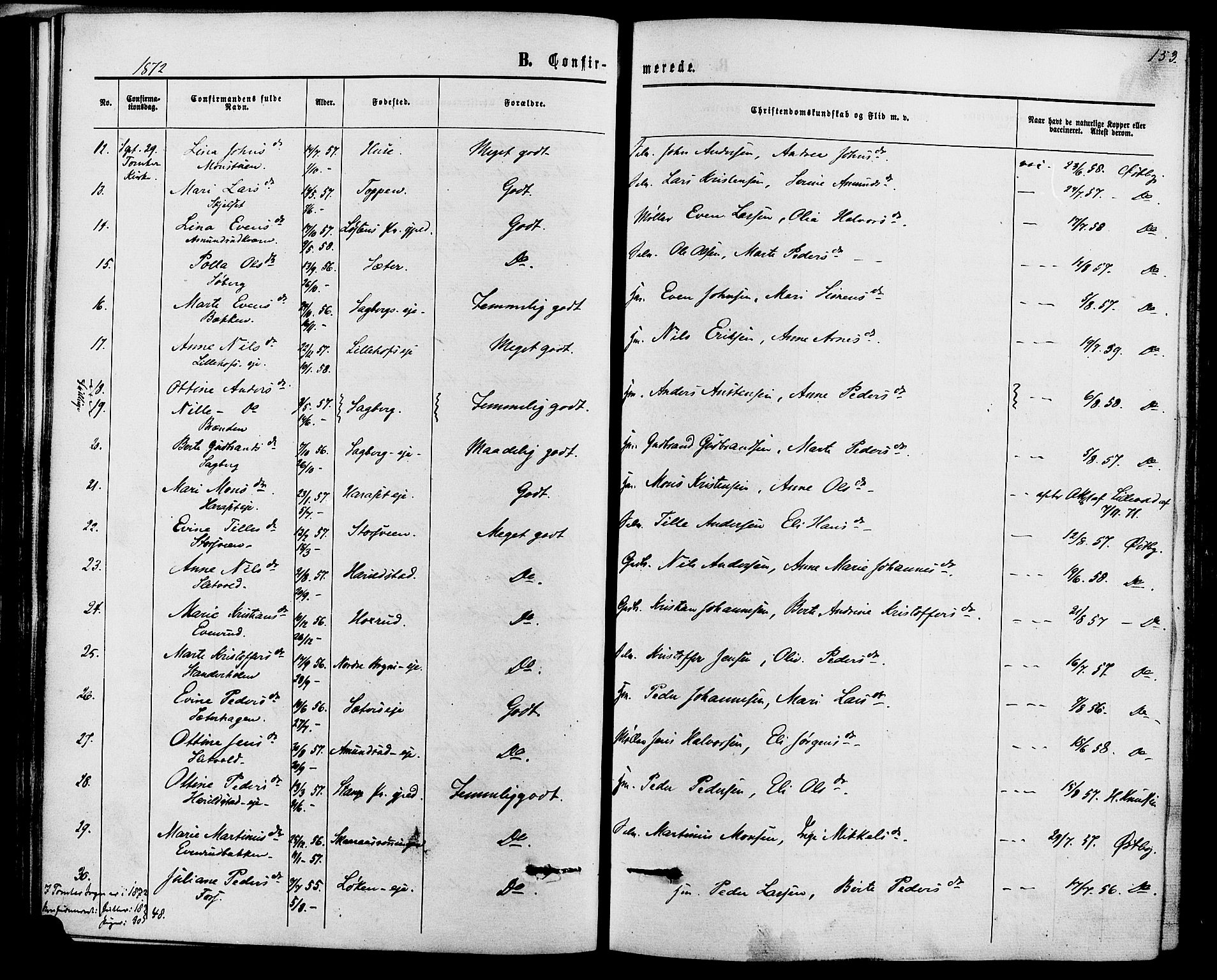 Romedal prestekontor, AV/SAH-PREST-004/K/L0006: Parish register (official) no. 6, 1866-1886, p. 153