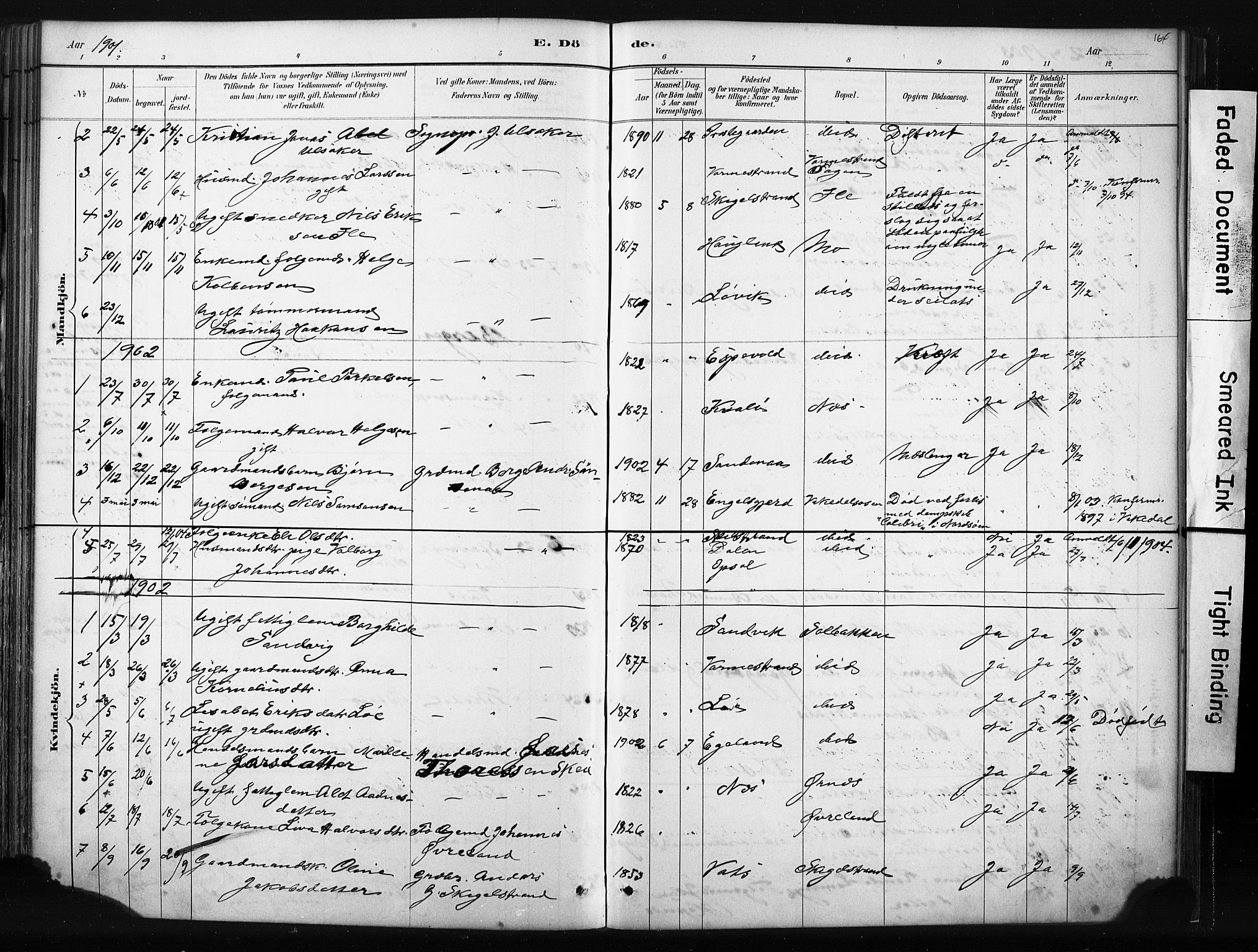 Vikedal sokneprestkontor, AV/SAST-A-101840/01/IV: Parish register (official) no. A 10, 1884-1907, p. 164