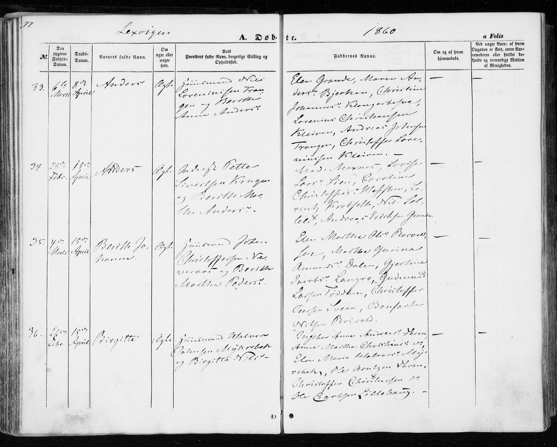 Ministerialprotokoller, klokkerbøker og fødselsregistre - Nord-Trøndelag, SAT/A-1458/701/L0008: Parish register (official) no. 701A08 /1, 1854-1863, p. 77