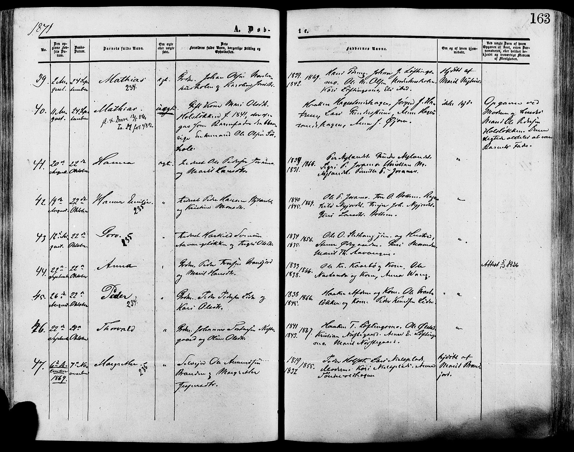 Lesja prestekontor, SAH/PREST-068/H/Ha/Haa/L0008: Parish register (official) no. 8, 1854-1880, p. 163