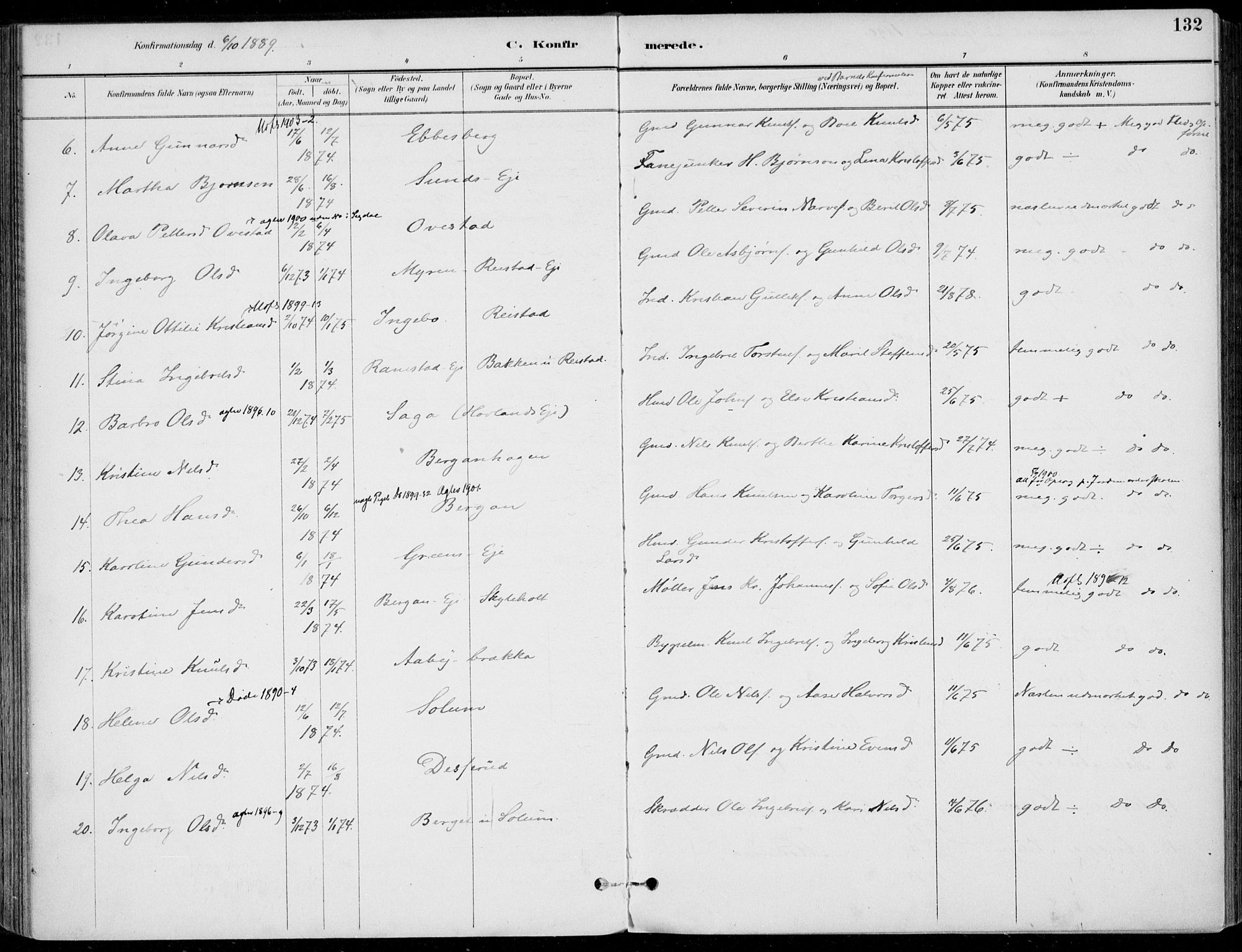 Sigdal kirkebøker, AV/SAKO-A-245/F/Fb/L0001: Parish register (official) no. II 1, 1888-1900, p. 132