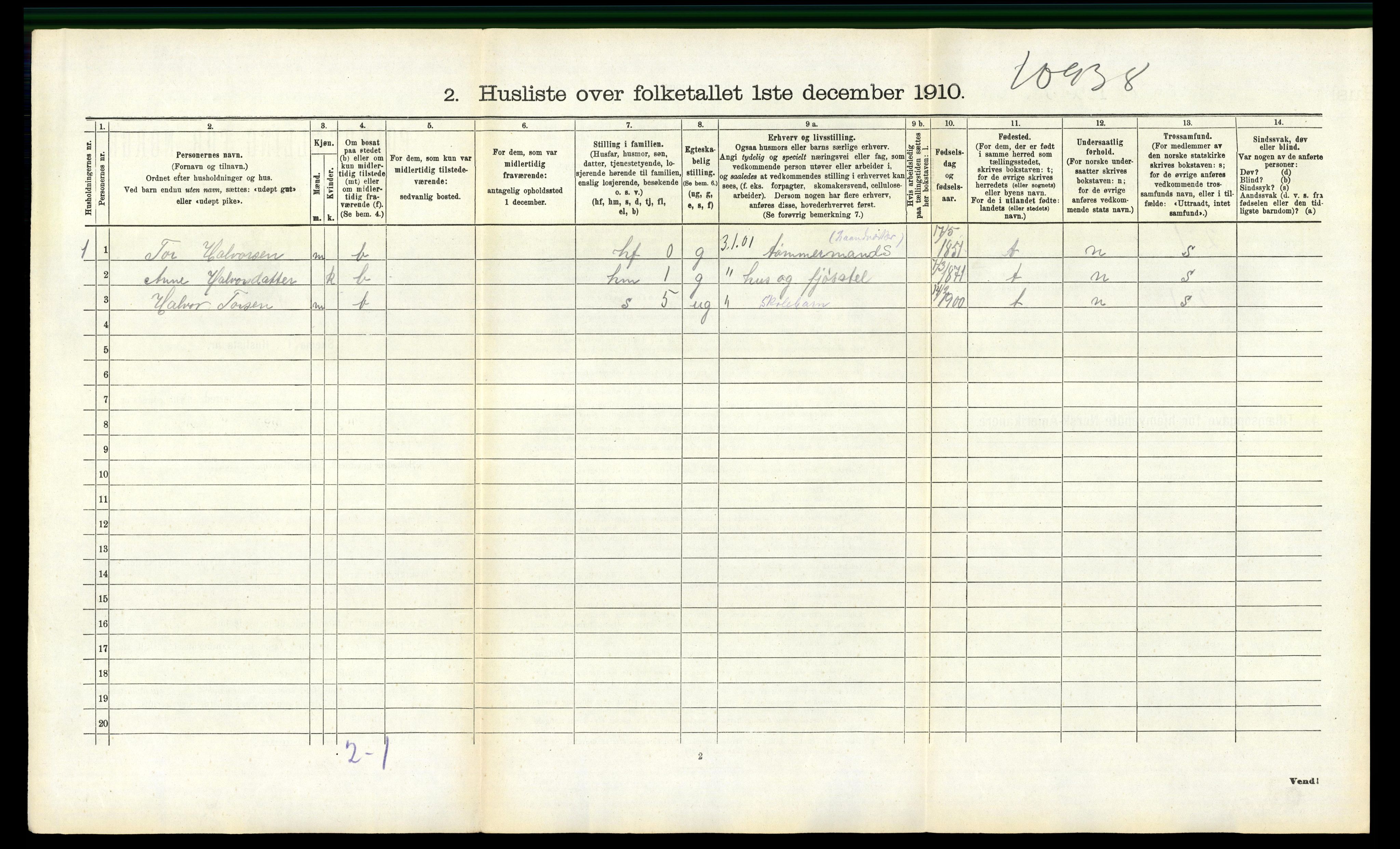 RA, 1910 census for Drangedal, 1910, p. 940