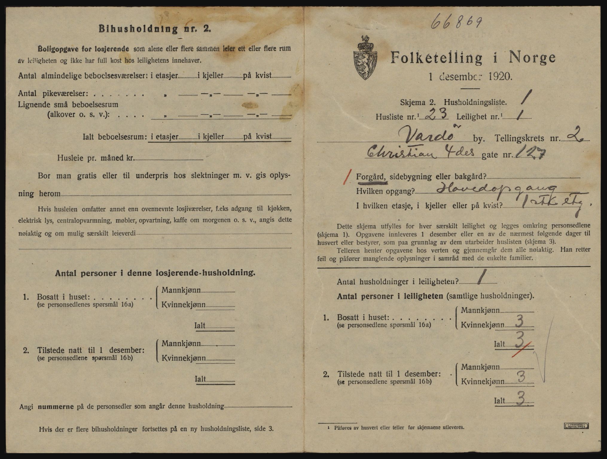 SATØ, 1920 census for Vardø, 1920, p. 1797