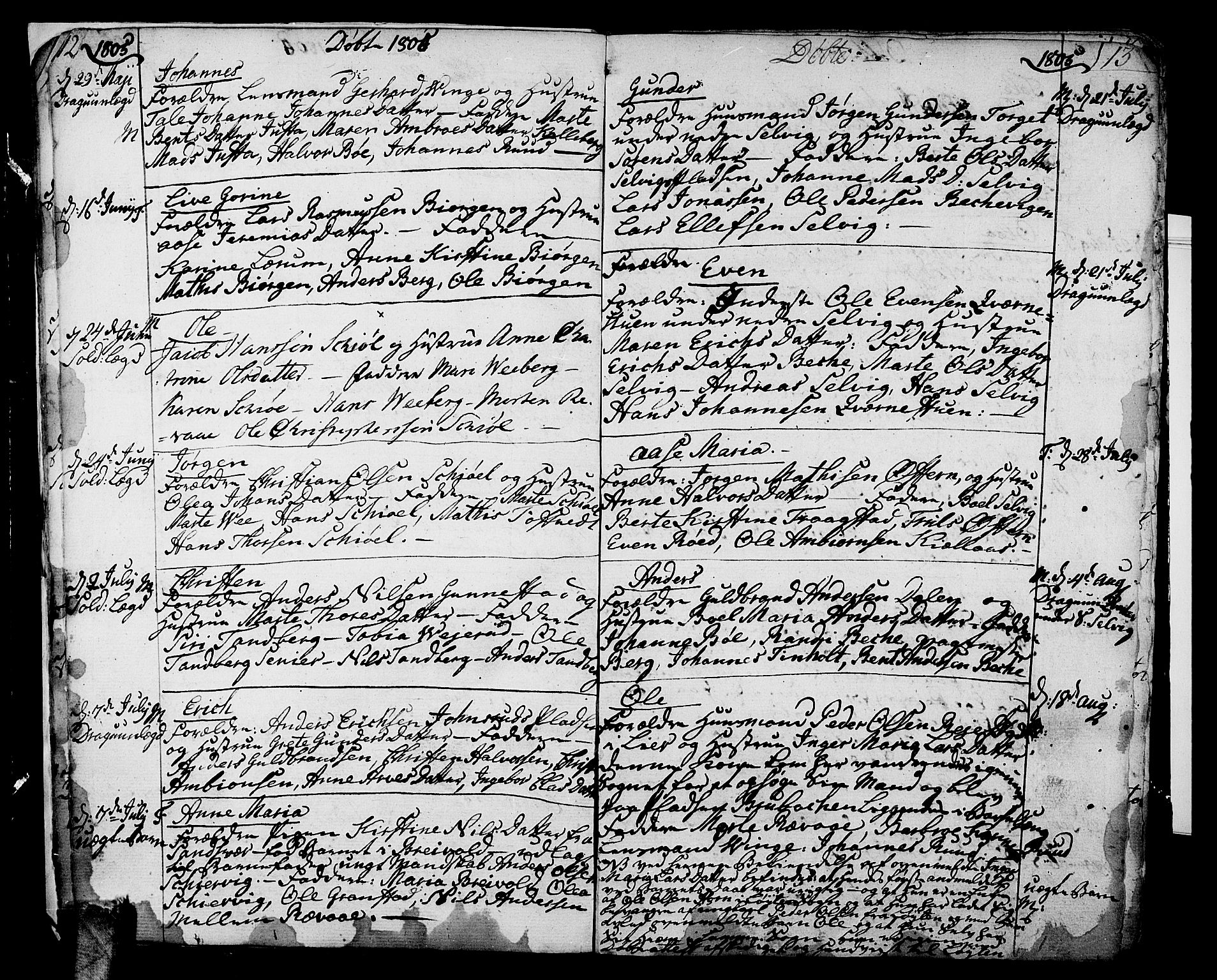 Sande Kirkebøker, AV/SAKO-A-53/F/Fa/L0002: Parish register (official) no. 2, 1804-1814, p. 12-13