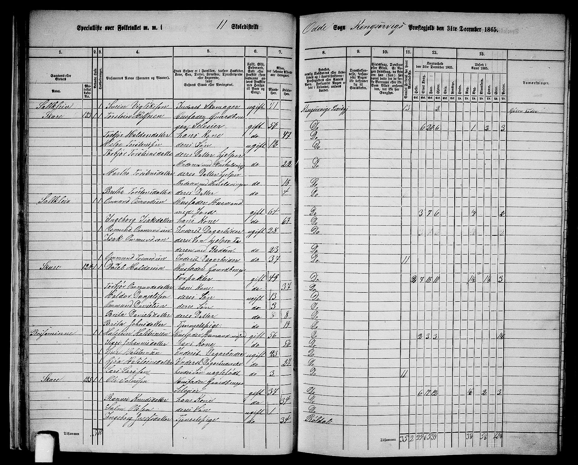 RA, 1865 census for Kinsarvik, 1865, p. 30