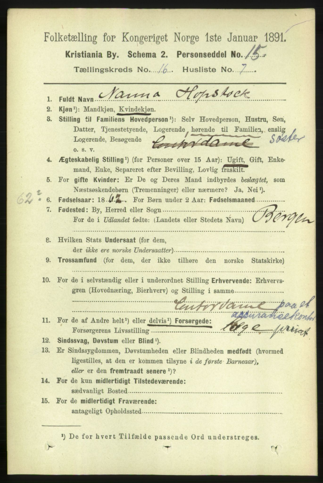 RA, 1891 census for 0301 Kristiania, 1891, p. 7250