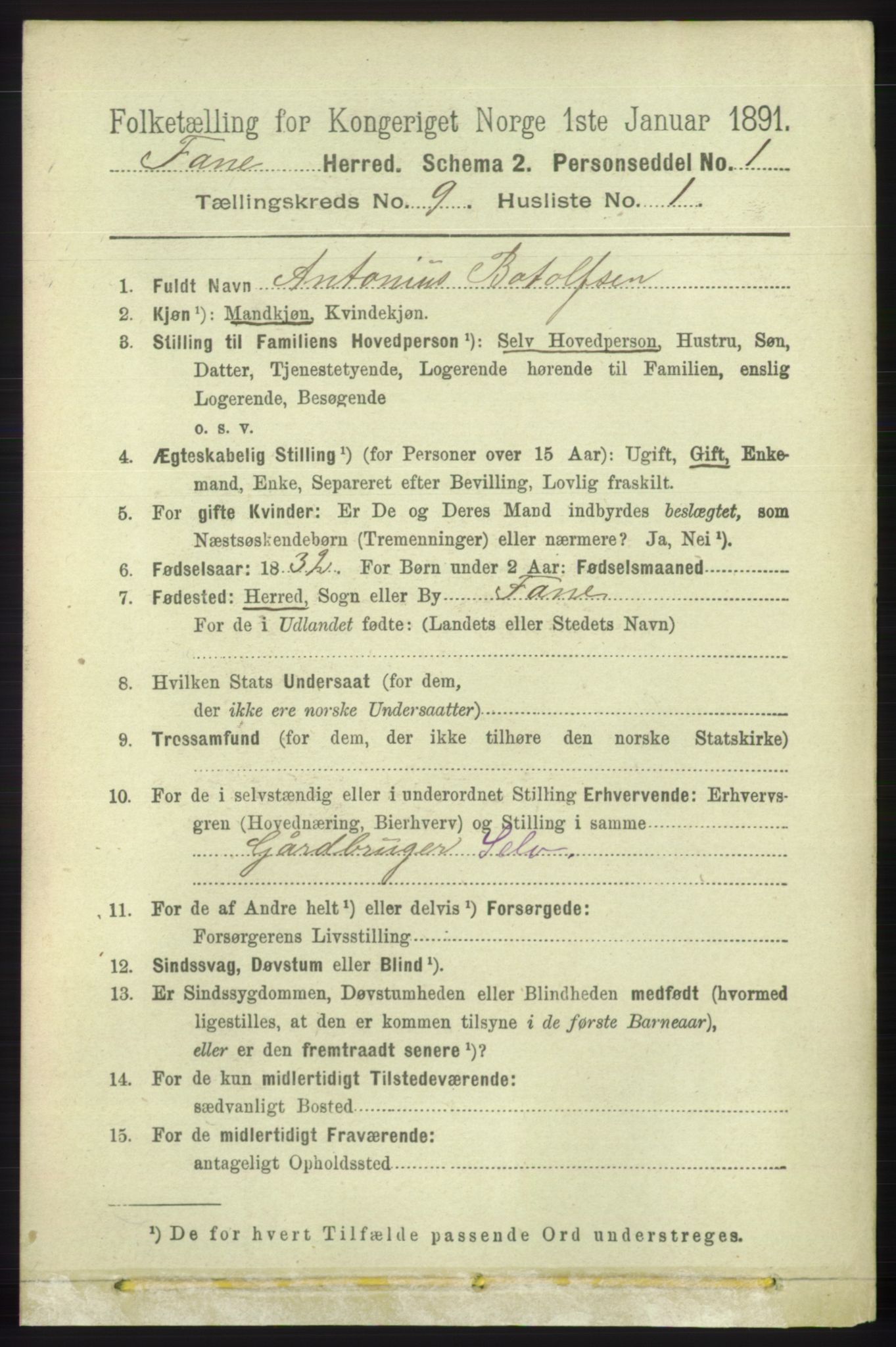 RA, 1891 census for 1249 Fana, 1891, p. 4824