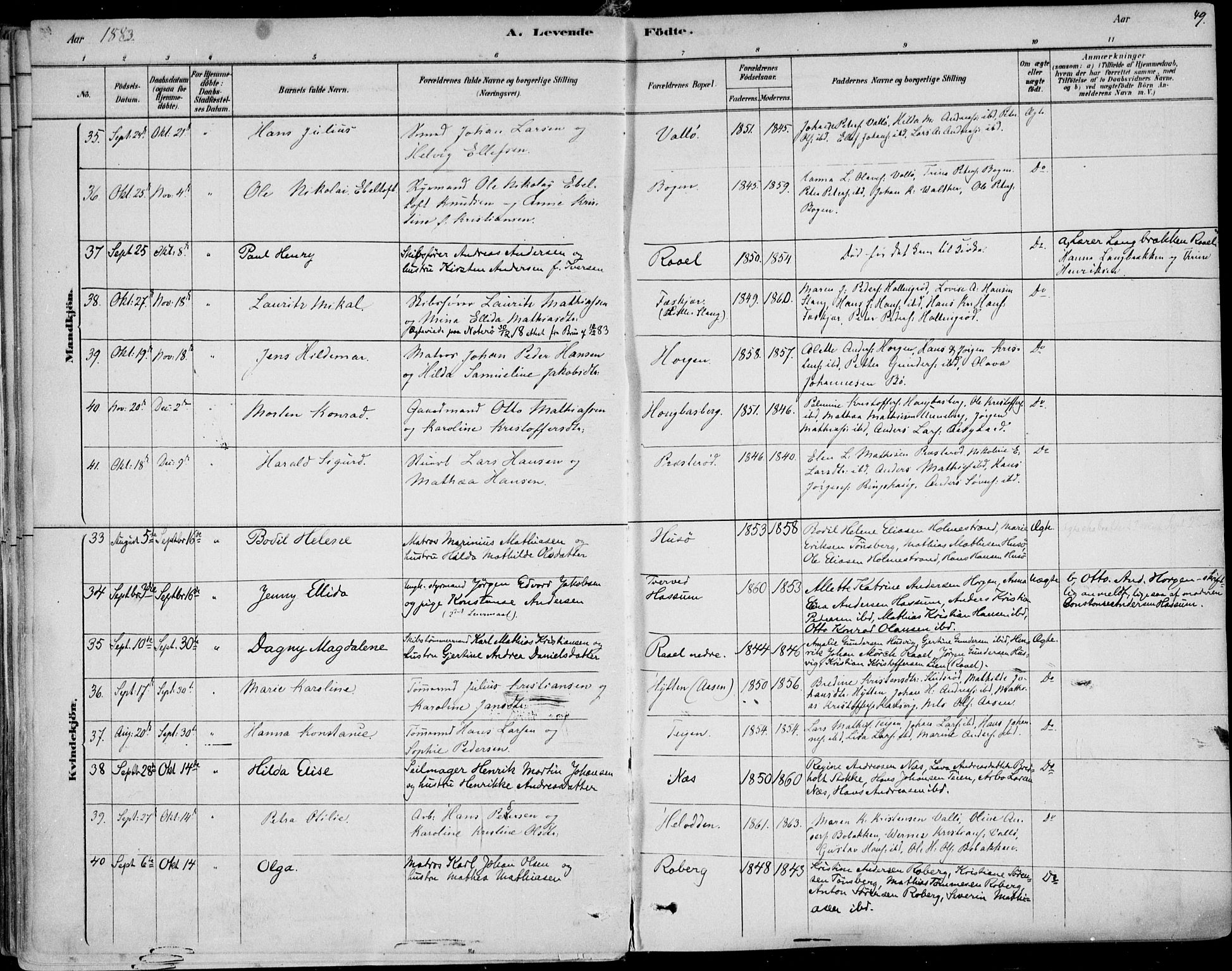 Sem kirkebøker, AV/SAKO-A-5/F/Fb/L0004: Parish register (official) no. II 4, 1878-1891, p. 49