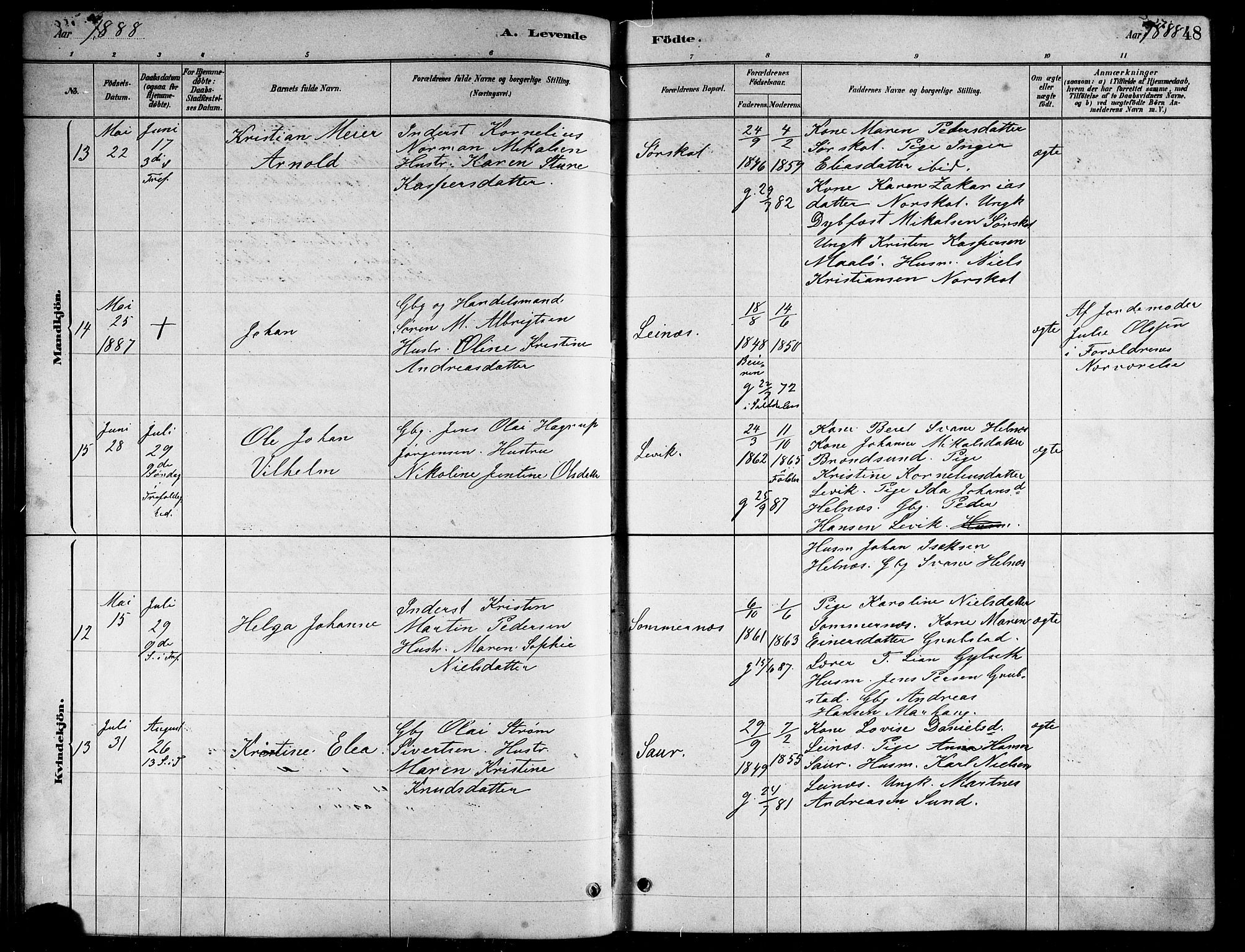 Ministerialprotokoller, klokkerbøker og fødselsregistre - Nordland, SAT/A-1459/857/L0828: Parish register (copy) no. 857C03, 1879-1908, p. 48