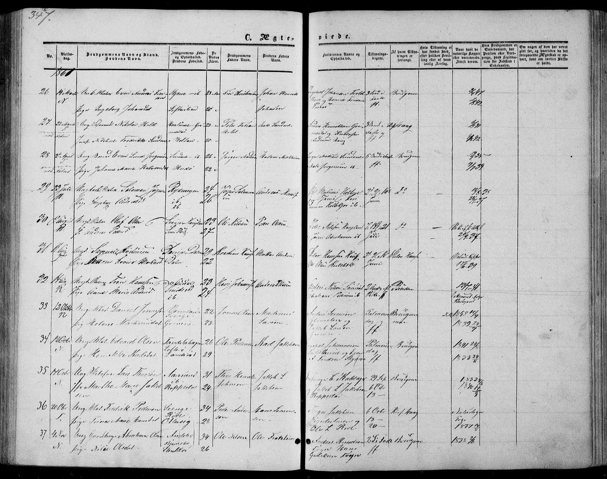 Nøtterøy kirkebøker, SAKO/A-354/F/Fa/L0006: Parish register (official) no. I 6, 1852-1864, p. 347