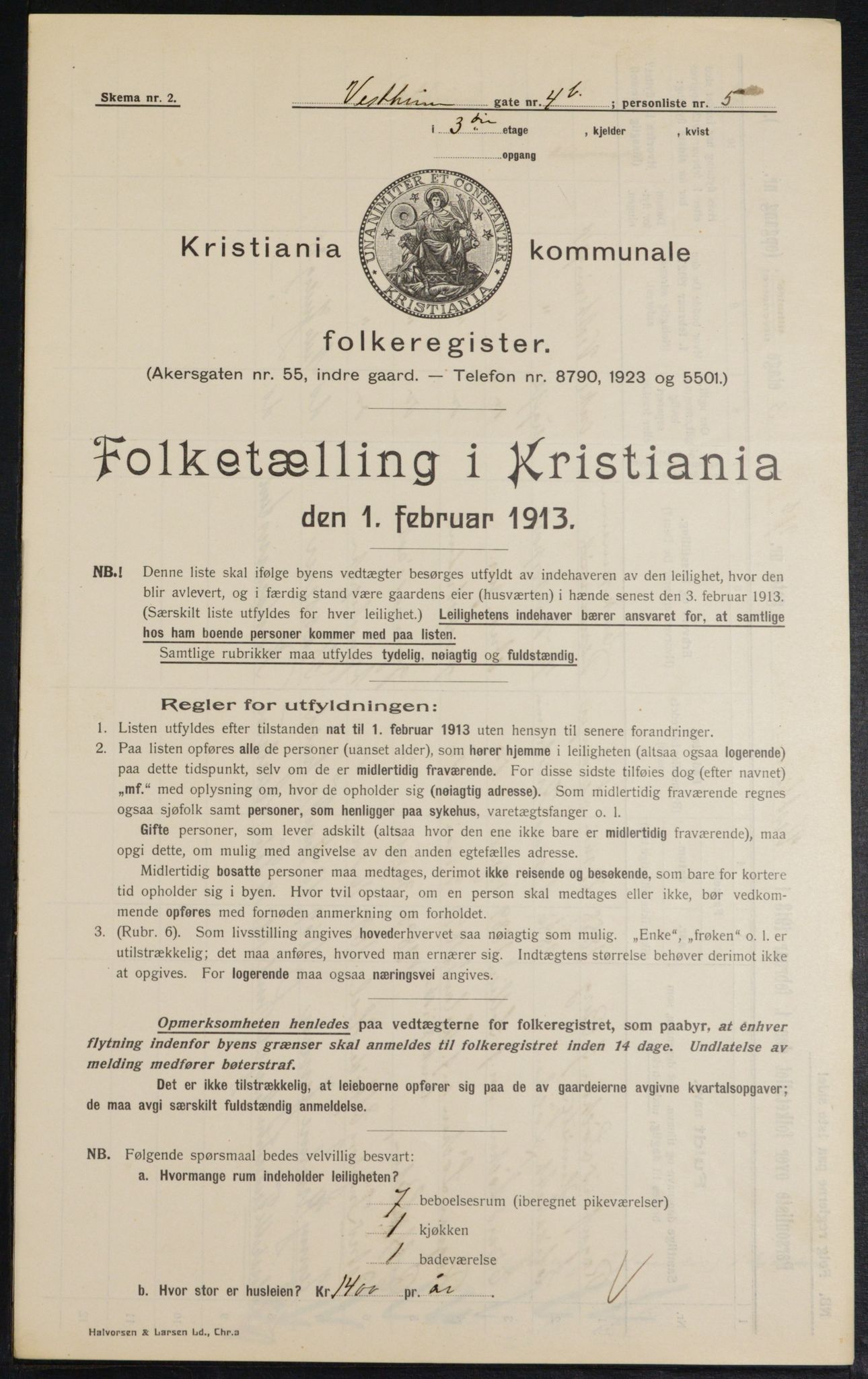 OBA, Municipal Census 1913 for Kristiania, 1913, p. 122337