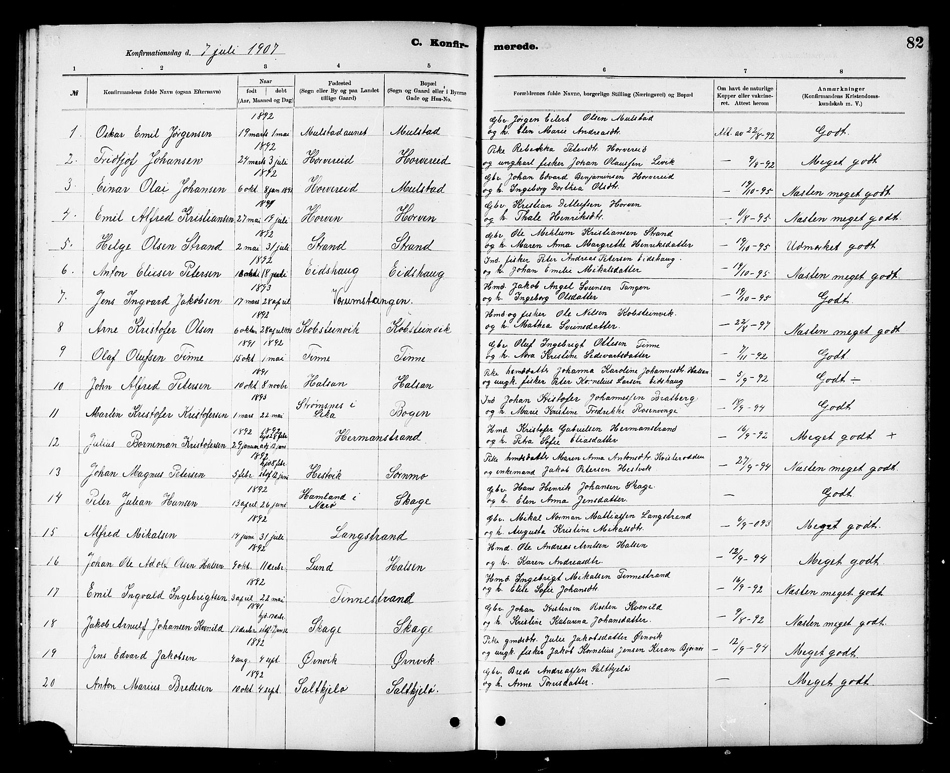Ministerialprotokoller, klokkerbøker og fødselsregistre - Nord-Trøndelag, SAT/A-1458/780/L0652: Parish register (copy) no. 780C04, 1899-1911, p. 82