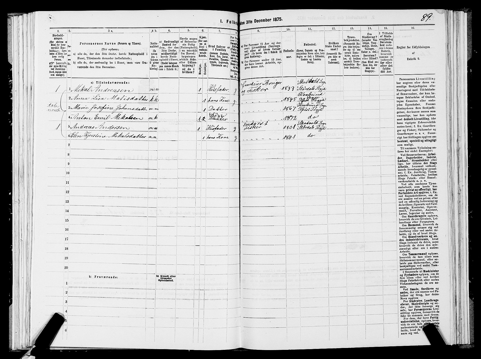 SATØ, 1875 census for 2016L Hammerfest/Hammerfest og Kvalsund, 1875, p. 2089
