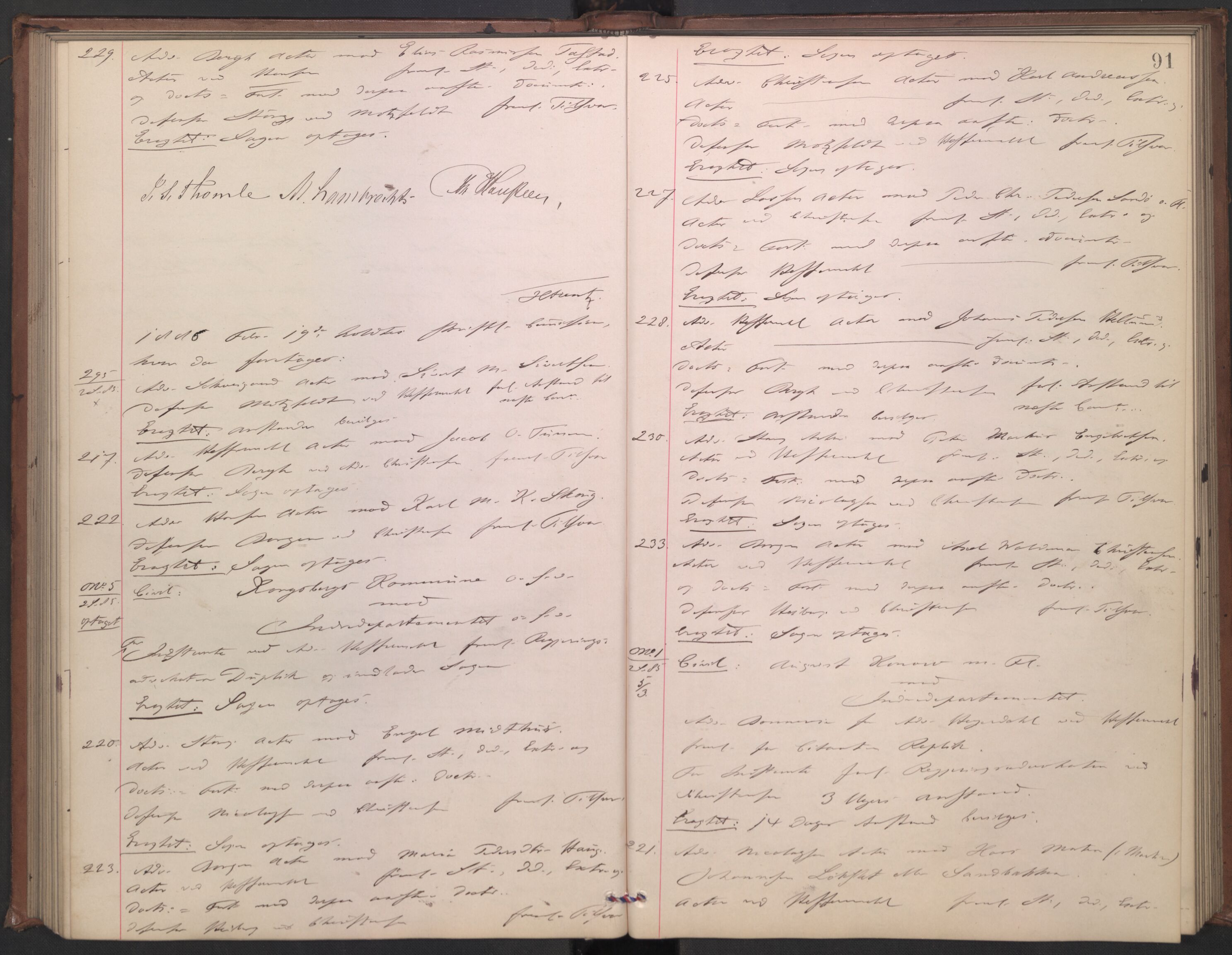 Høyesterett, AV/RA-S-1002/E/Ef/L0015: Protokoll over saker som gikk til skriftlig behandling, 1884-1888, p. 90b-91a