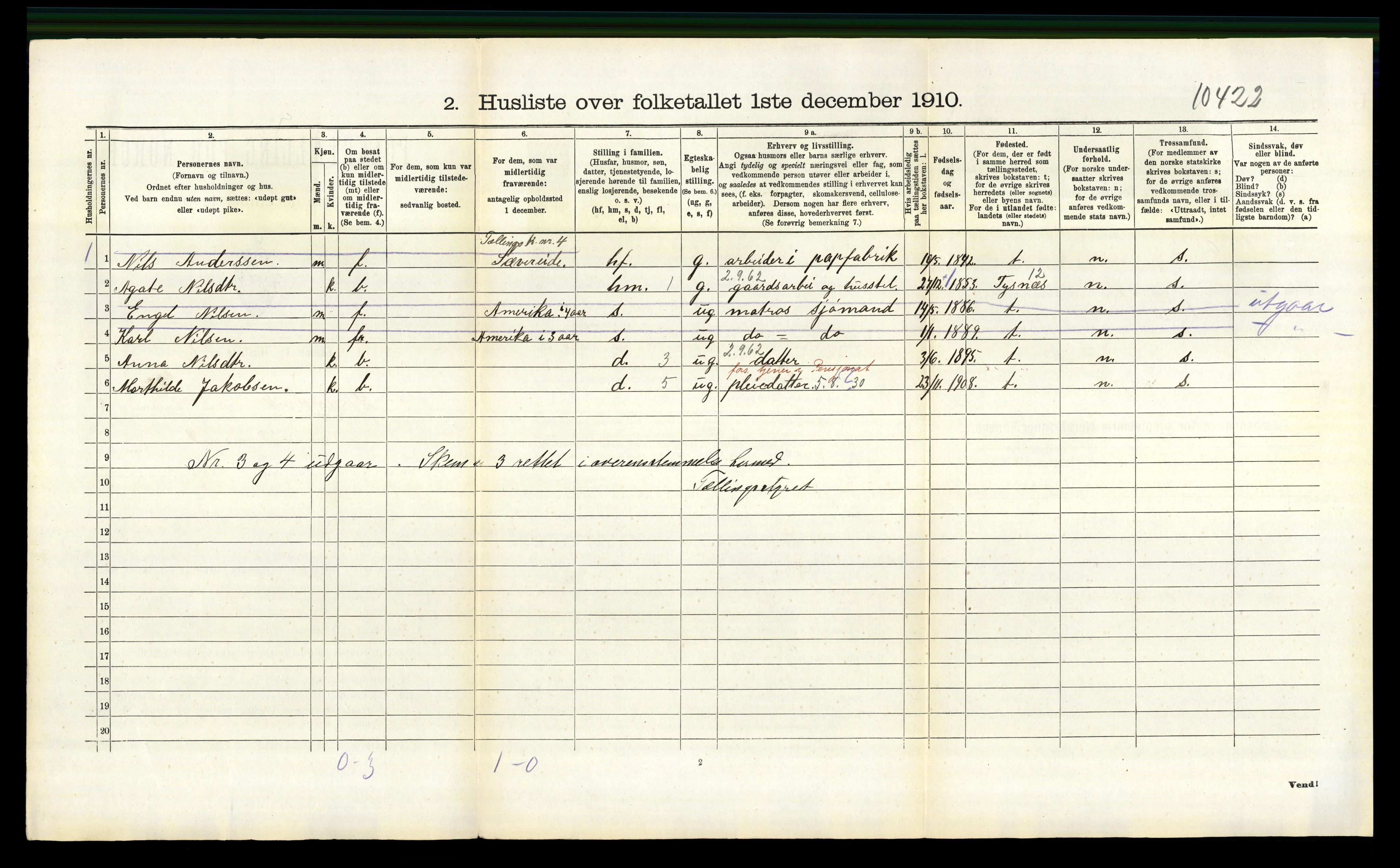 RA, 1910 census for Strandvik, 1910, p. 234