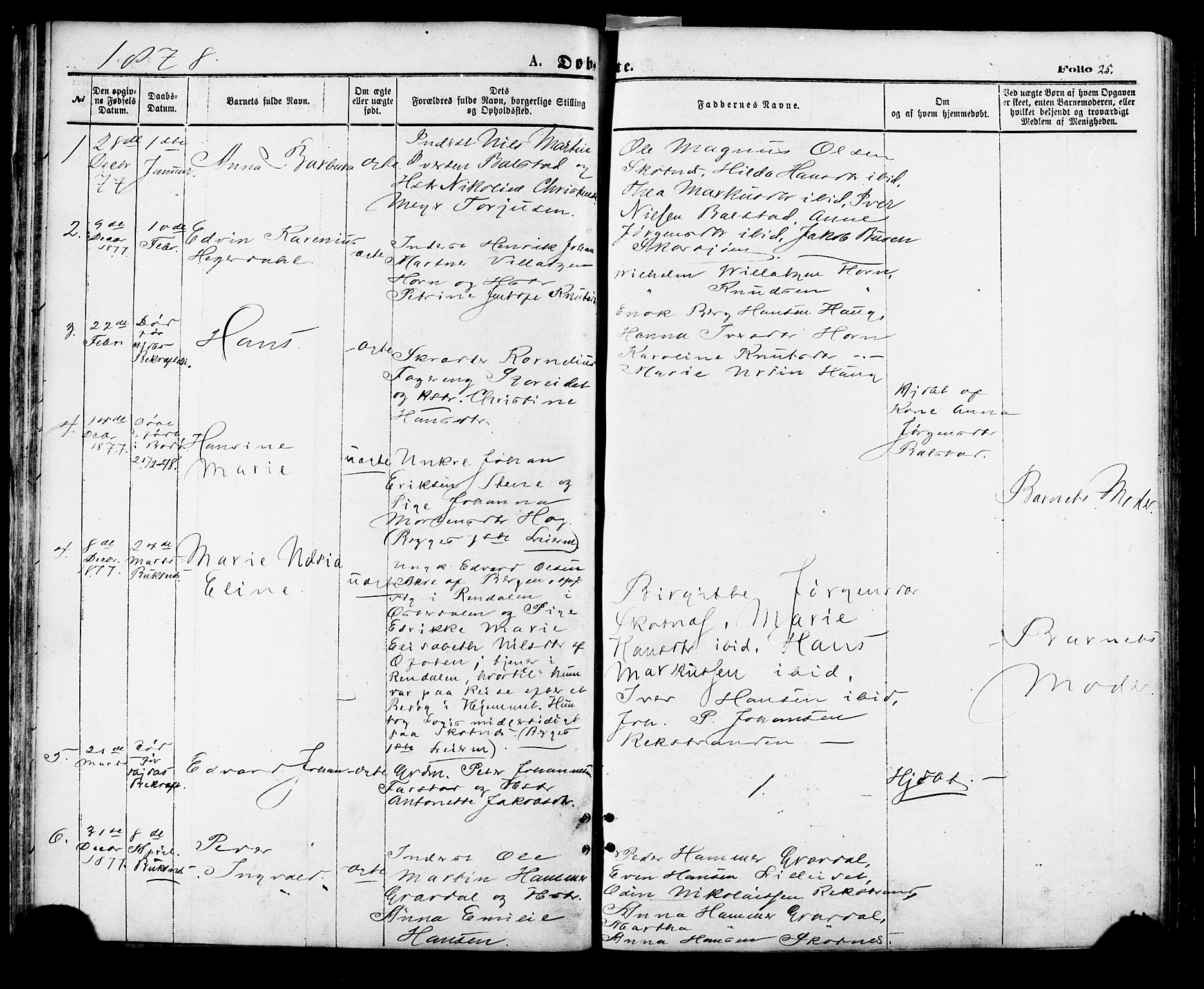 Ministerialprotokoller, klokkerbøker og fødselsregistre - Nordland, AV/SAT-A-1459/881/L1166: Parish register (copy) no. 881C03, 1876-1885, p. 25