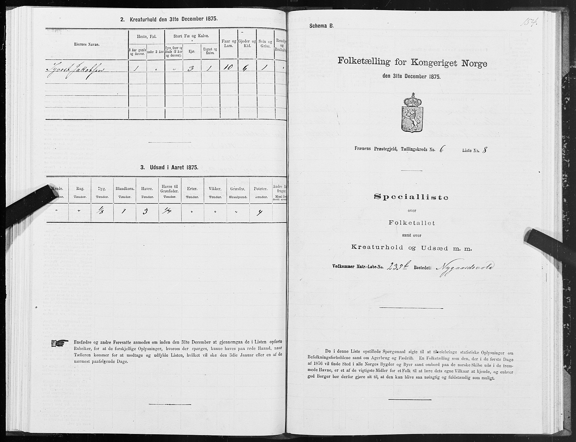 SAT, 1875 census for 1548P Fræna, 1875, p. 3154