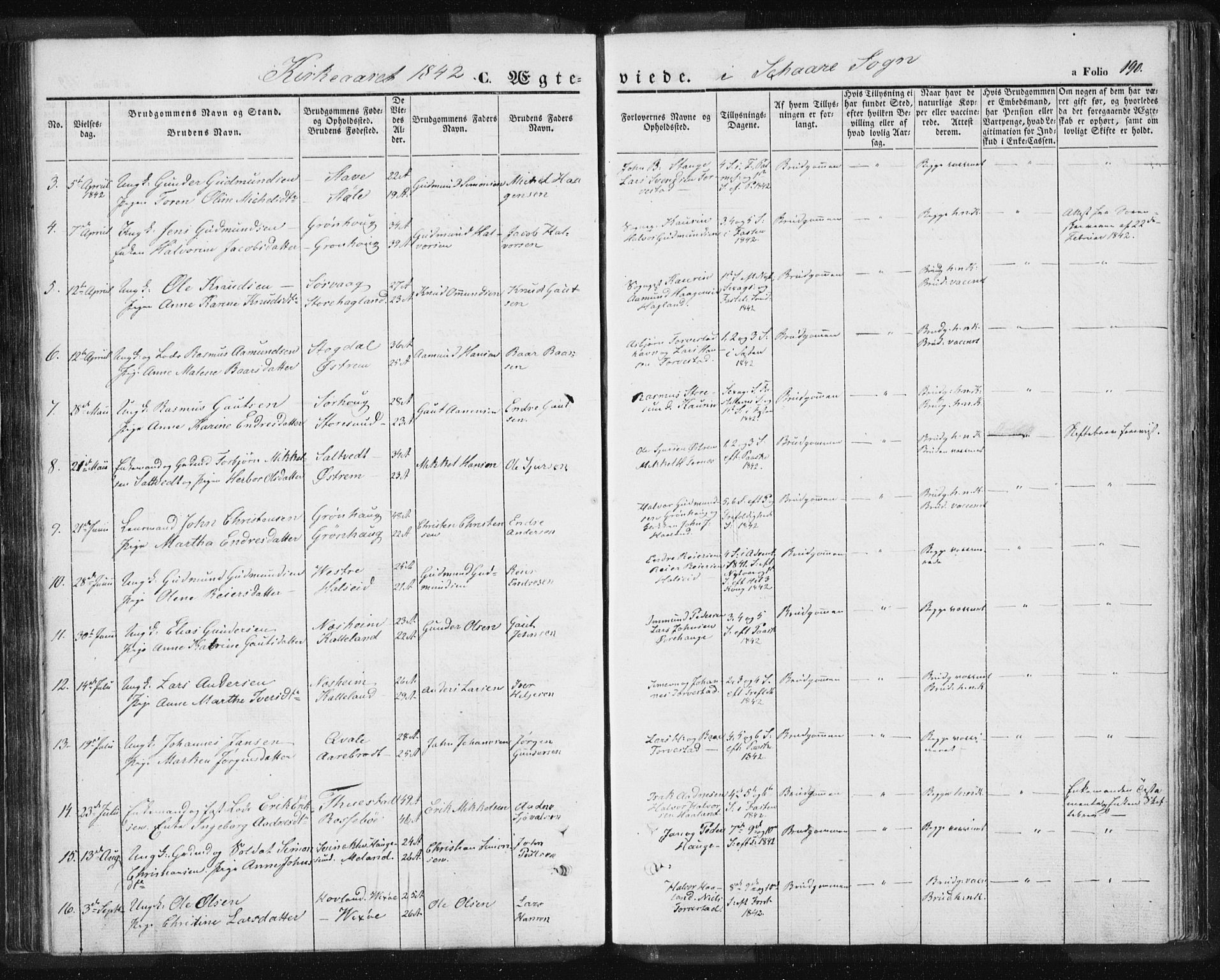 Torvastad sokneprestkontor, SAST/A -101857/H/Ha/Haa/L0006: Parish register (official) no. A 6, 1836-1847, p. 190