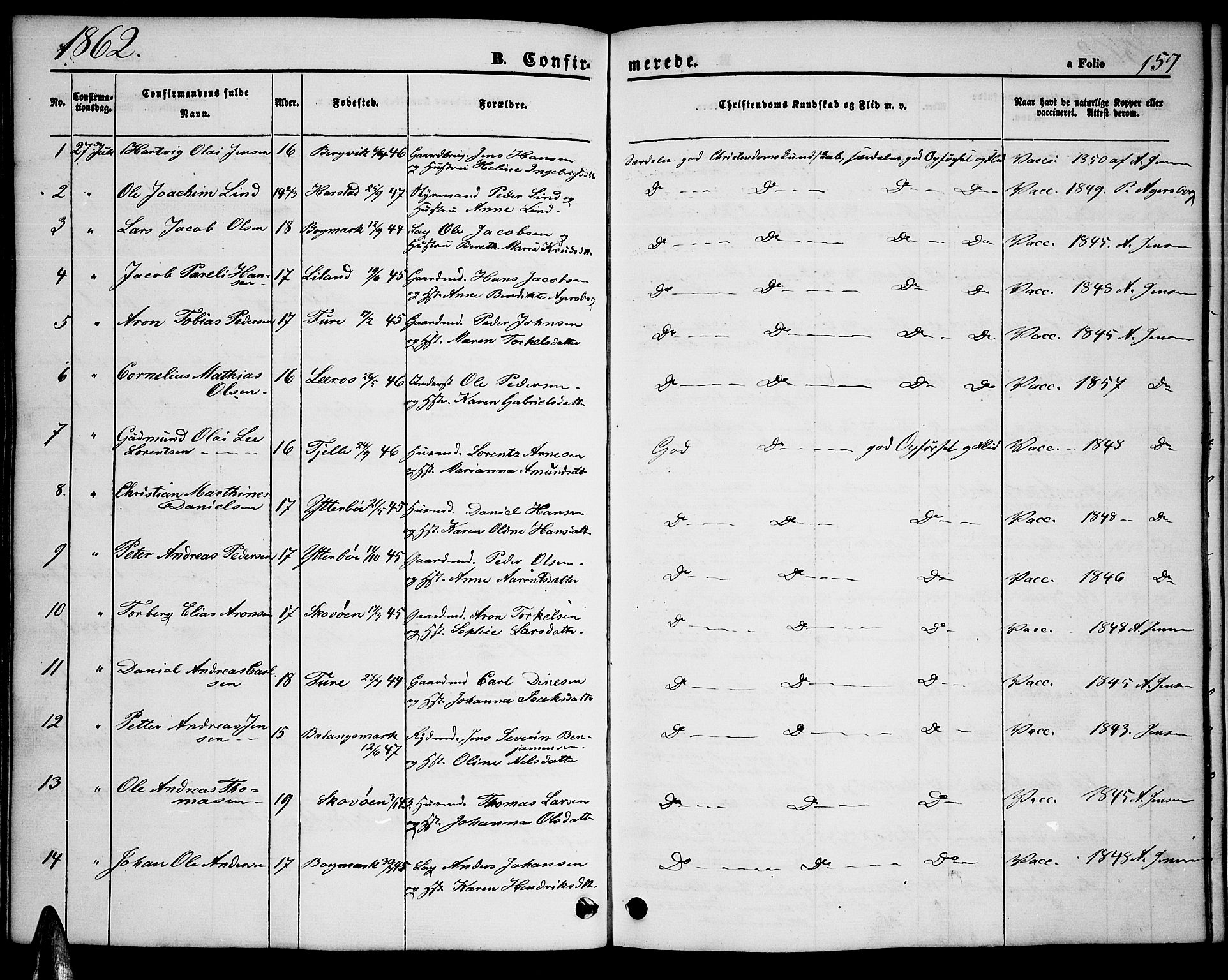 Ministerialprotokoller, klokkerbøker og fødselsregistre - Nordland, AV/SAT-A-1459/863/L0912: Parish register (copy) no. 863C02, 1858-1876, p. 157